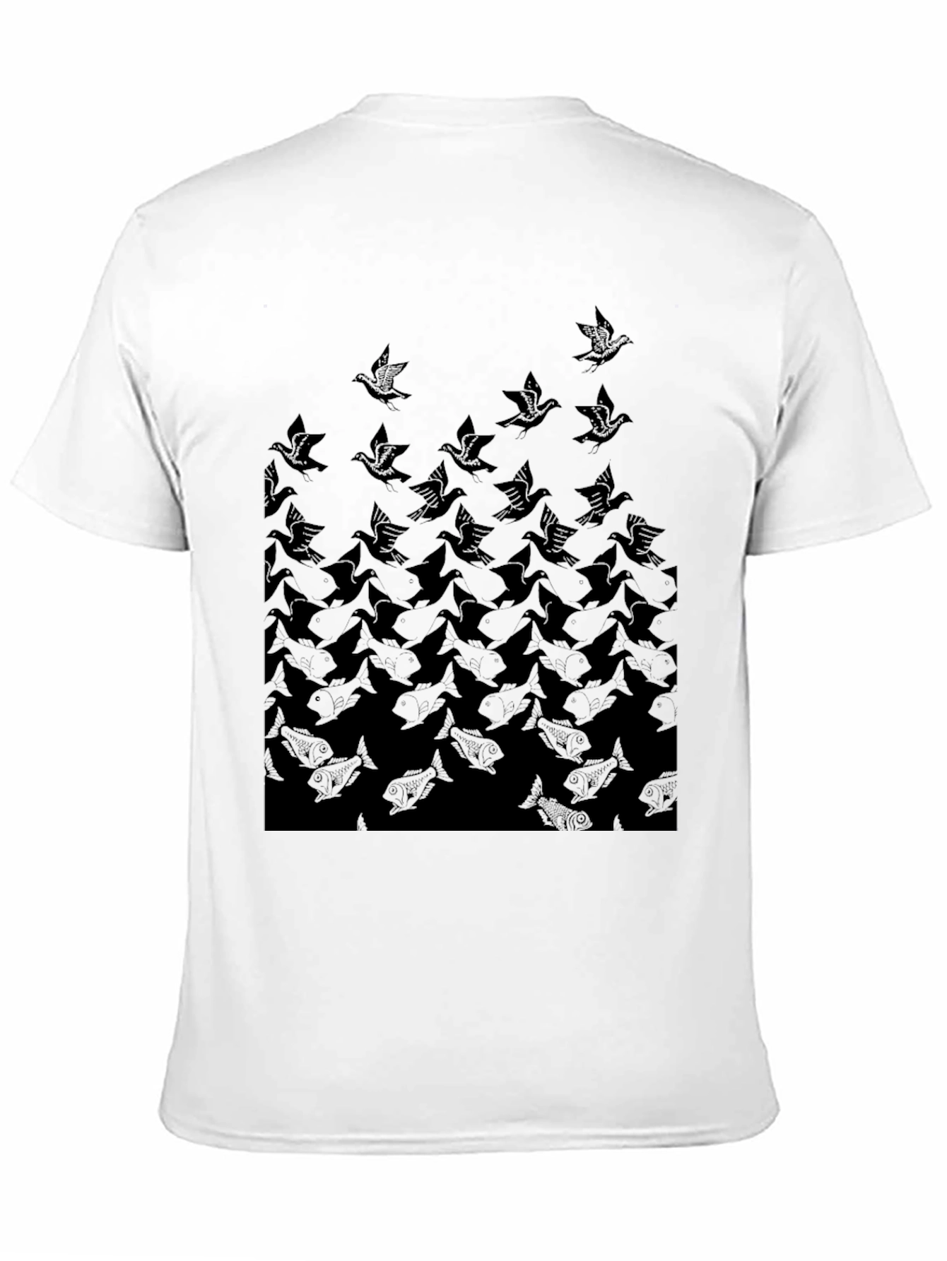 Escher-Inspired Bird & Fish Graphic Tee