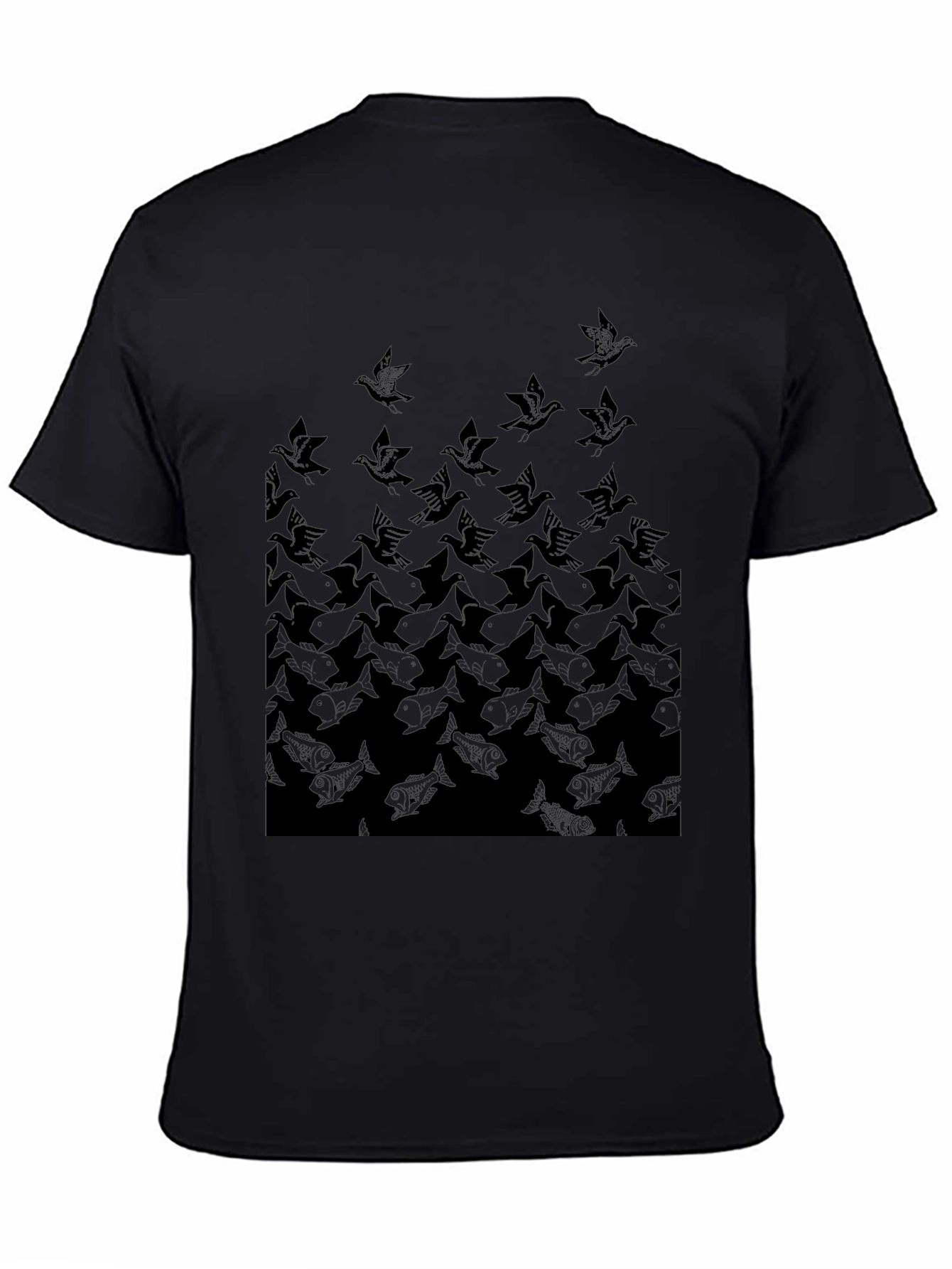Escher-Inspired Bird & Fish Graphic Tee