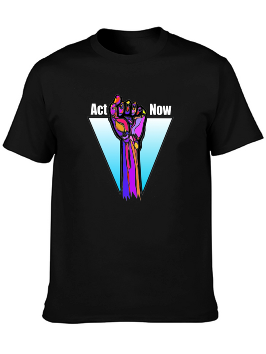 Act Now Graphic Tee - Black Cotton T-Shirt