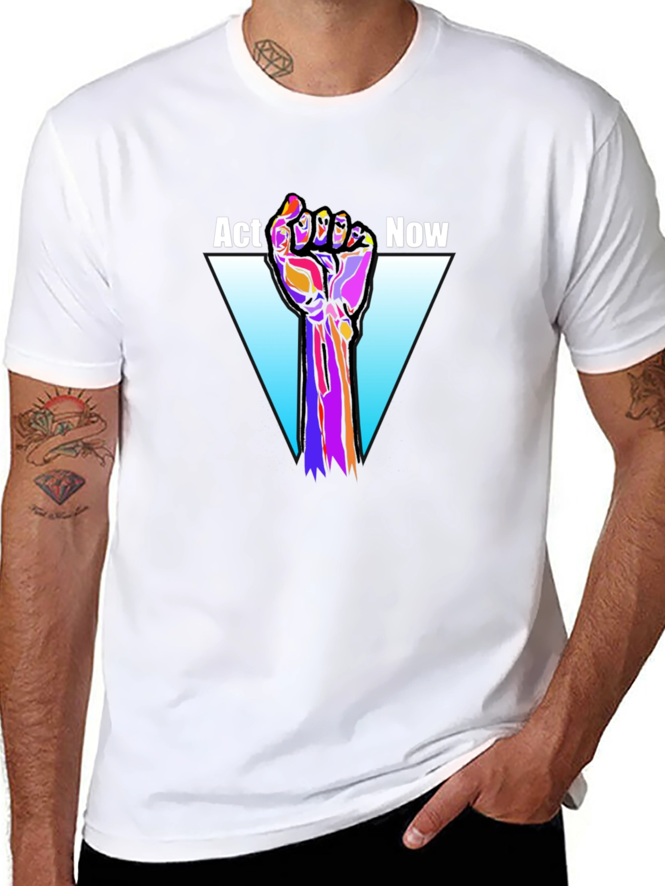 Act Now Graphic Tee - Black Cotton T-Shirt