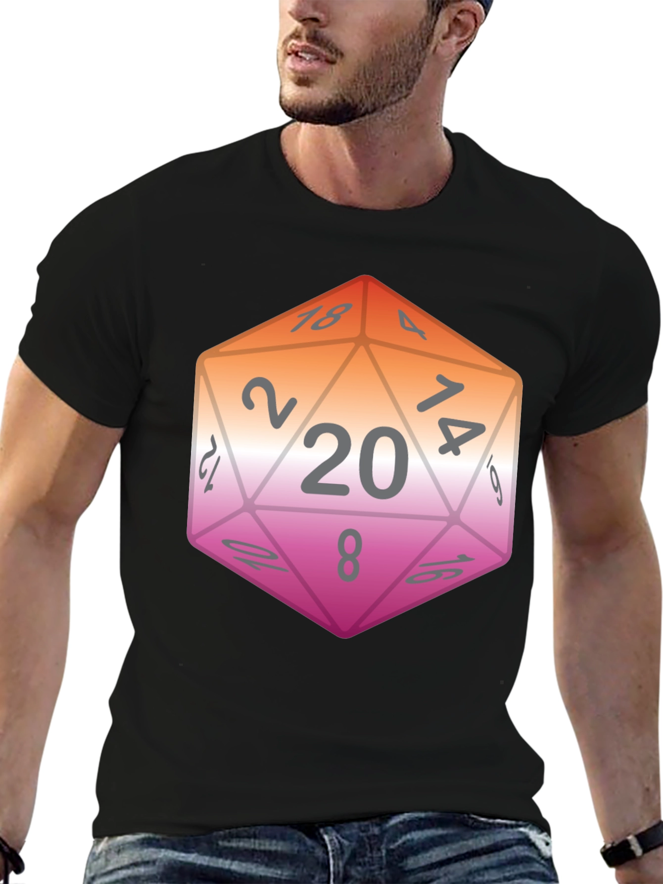 LGBT D20 Dice Graphic Tee - Pride Style