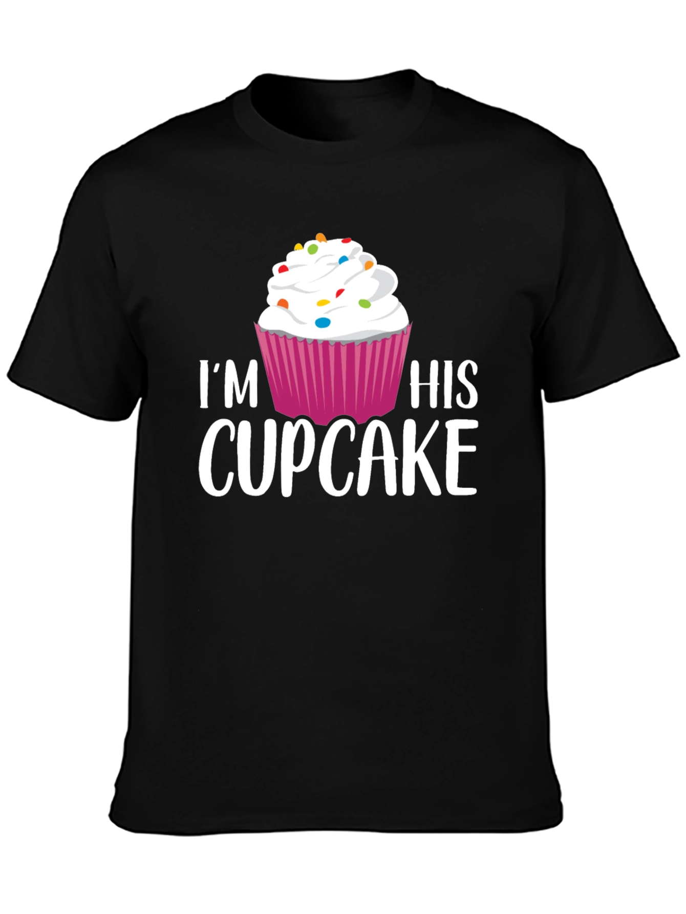 Im His Cupcake Graphic Tee - Black Cotton Blend
