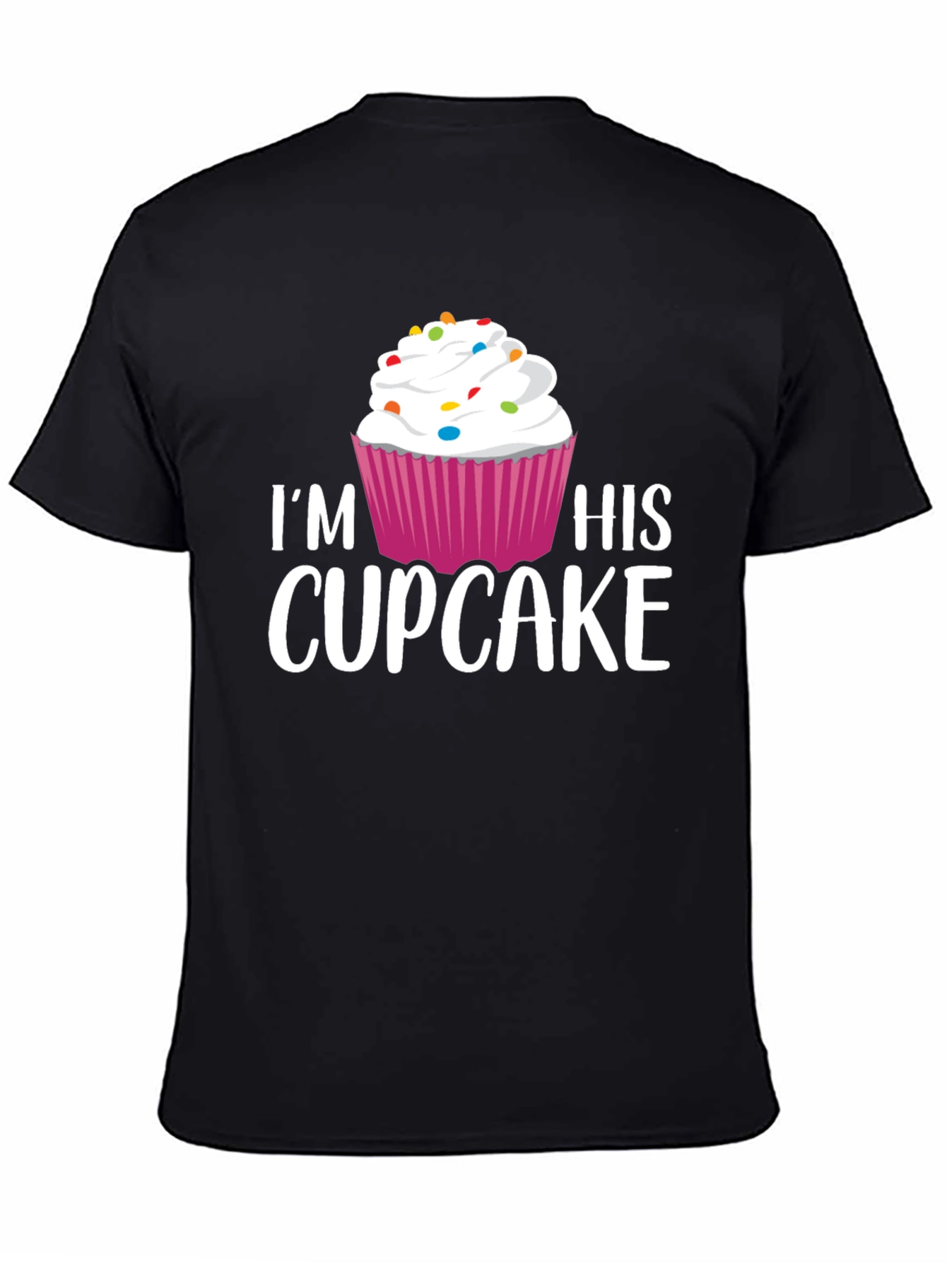 Im His Cupcake Graphic Tee - Black Cotton Blend
