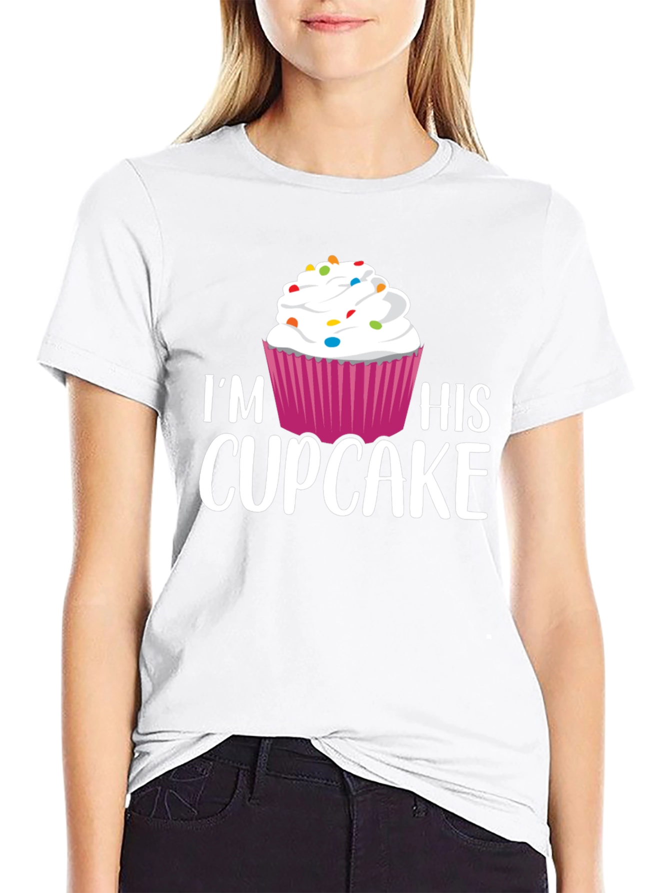 Im His Cupcake Graphic Tee - Black Cotton Blend