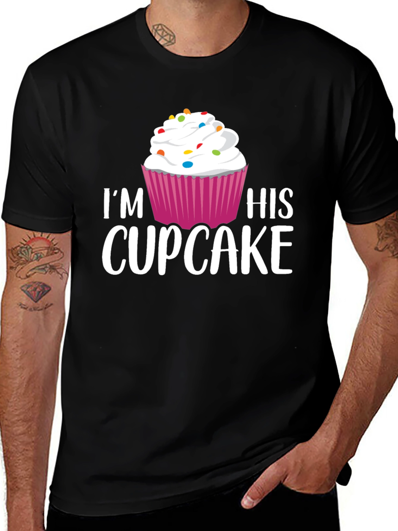 Im His Cupcake Graphic Tee - Black Cotton Blend