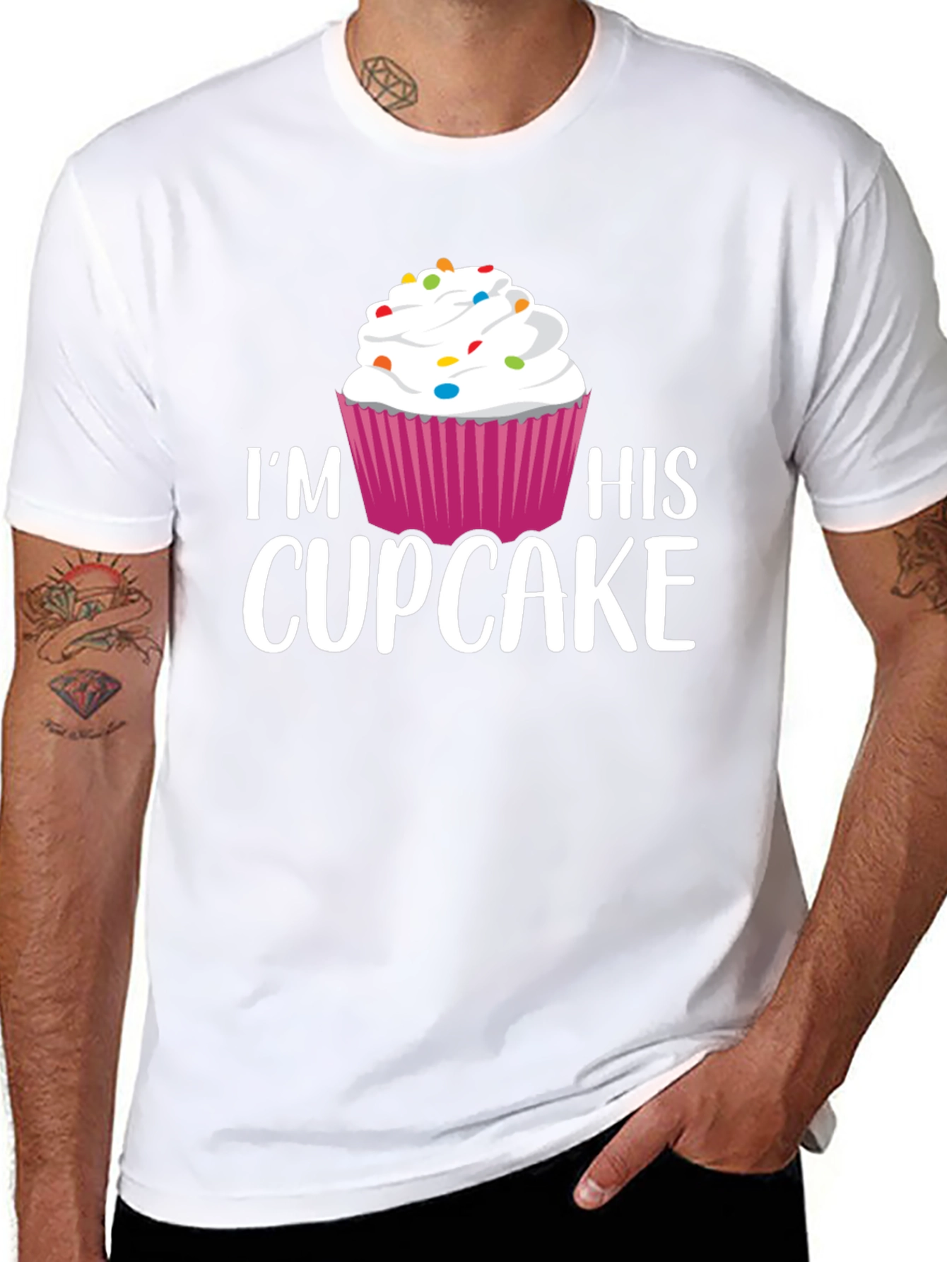 Im His Cupcake Graphic Tee - Black Cotton Blend
