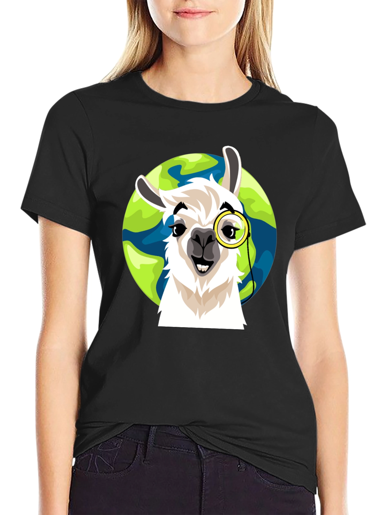 Llama Monocle Graphic T-Shirt - Eco-Friendly Design