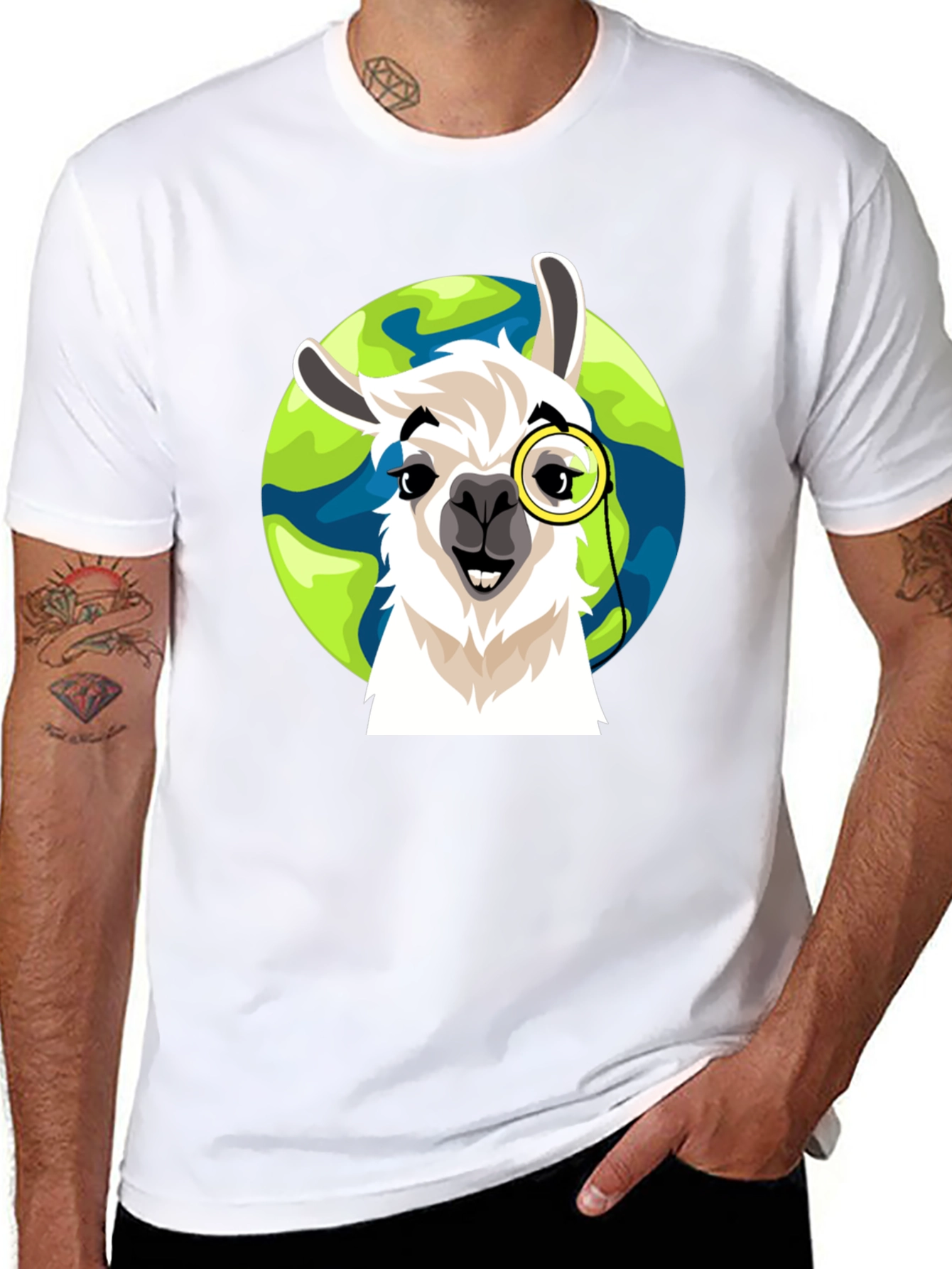 Llama Monocle Graphic T-Shirt - Eco-Friendly Design