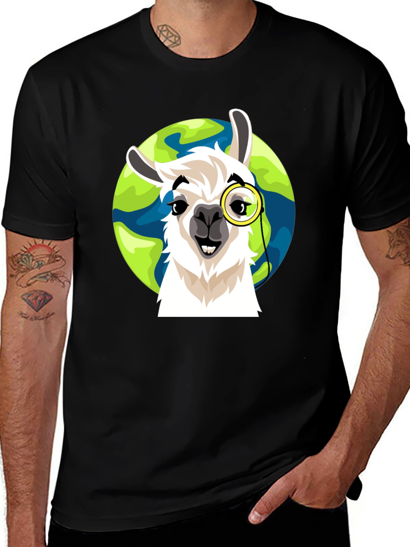 Llama Monocle Graphic T-Shirt - Eco-Friendly Design