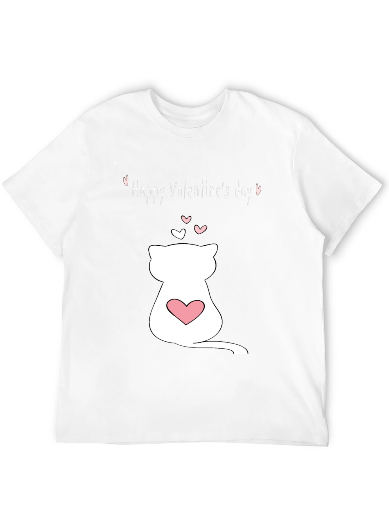 Cat Valentines Day T-Shirt - Black Crew Neck