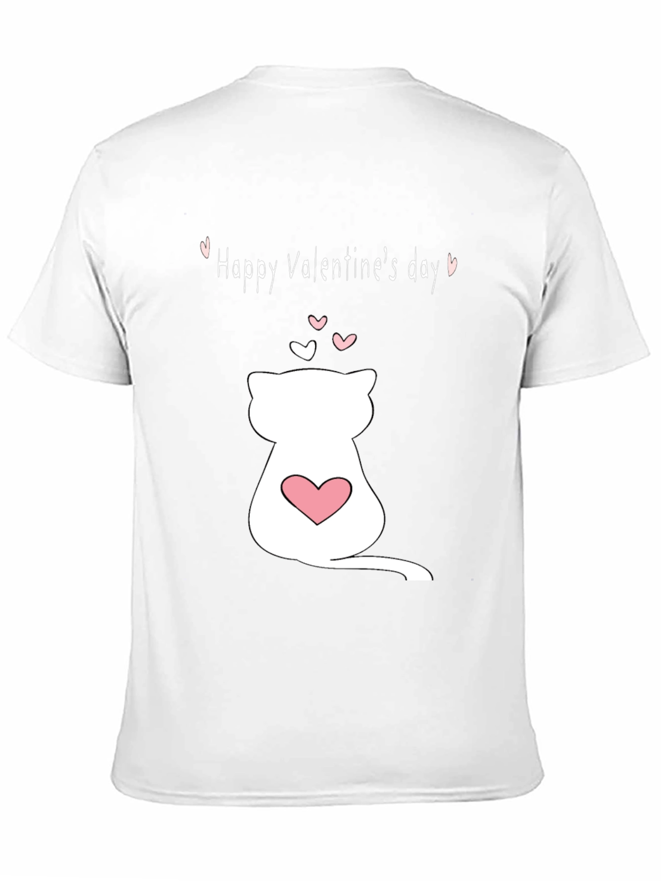 Cat Valentines Day T-Shirt - Black Crew Neck