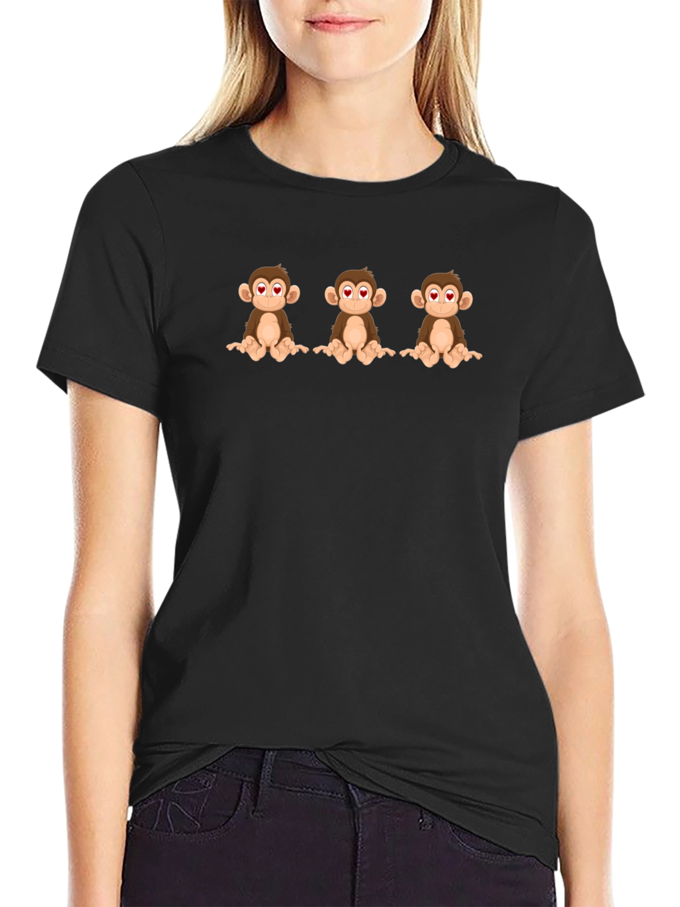 Monkey Love Heart Eyes Graphic T-Shirt