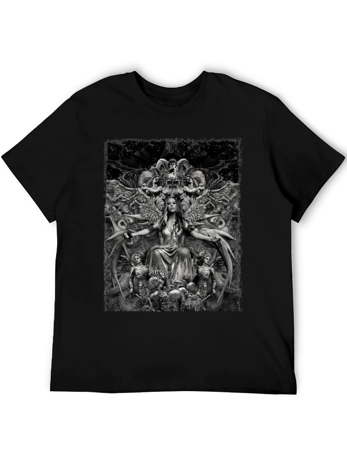 Fantasy Art Graphic Print Black T-Shirt