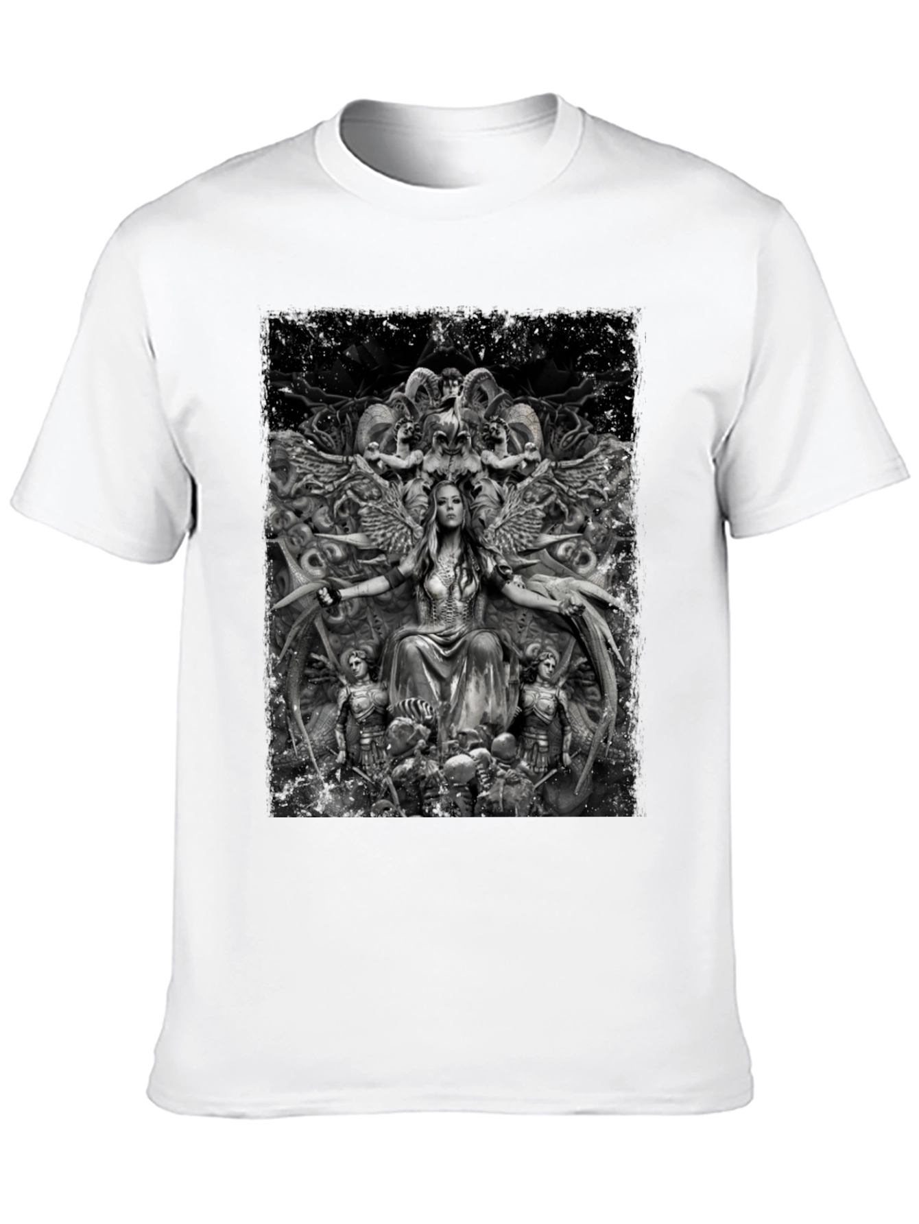 Fantasy Art Graphic Print Black T-Shirt