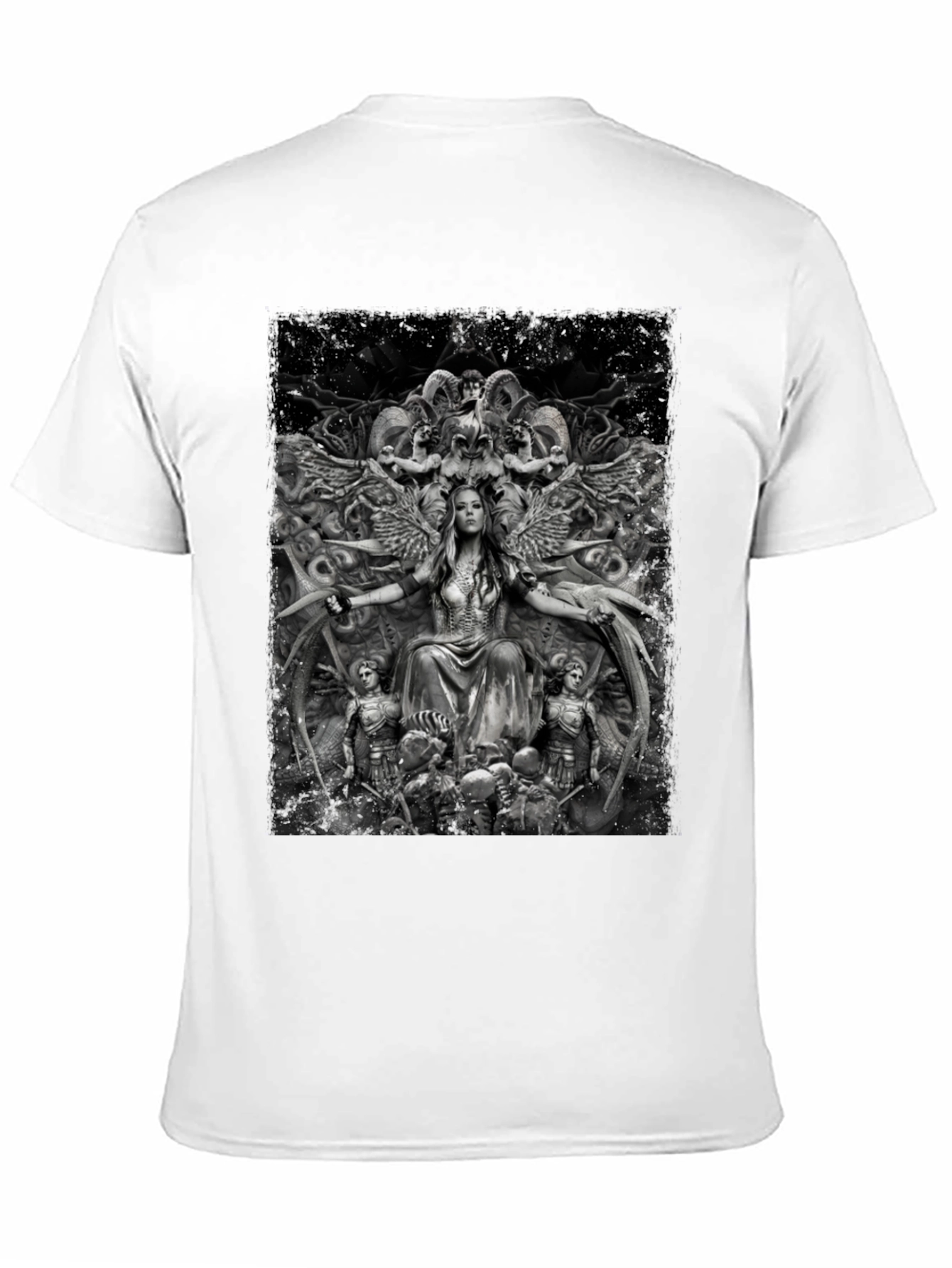 Fantasy Art Graphic Print Black T-Shirt