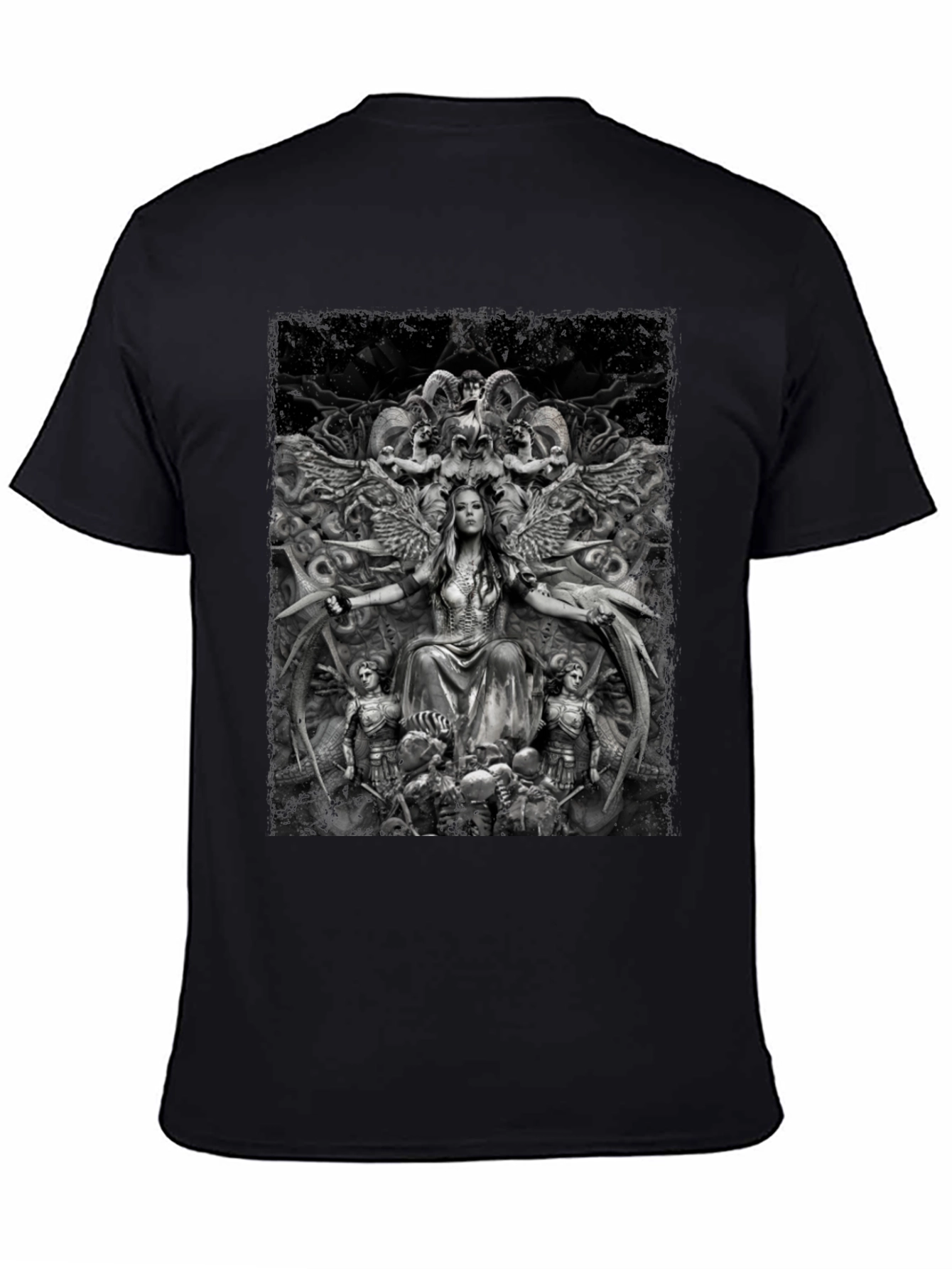 Fantasy Art Graphic Print Black T-Shirt