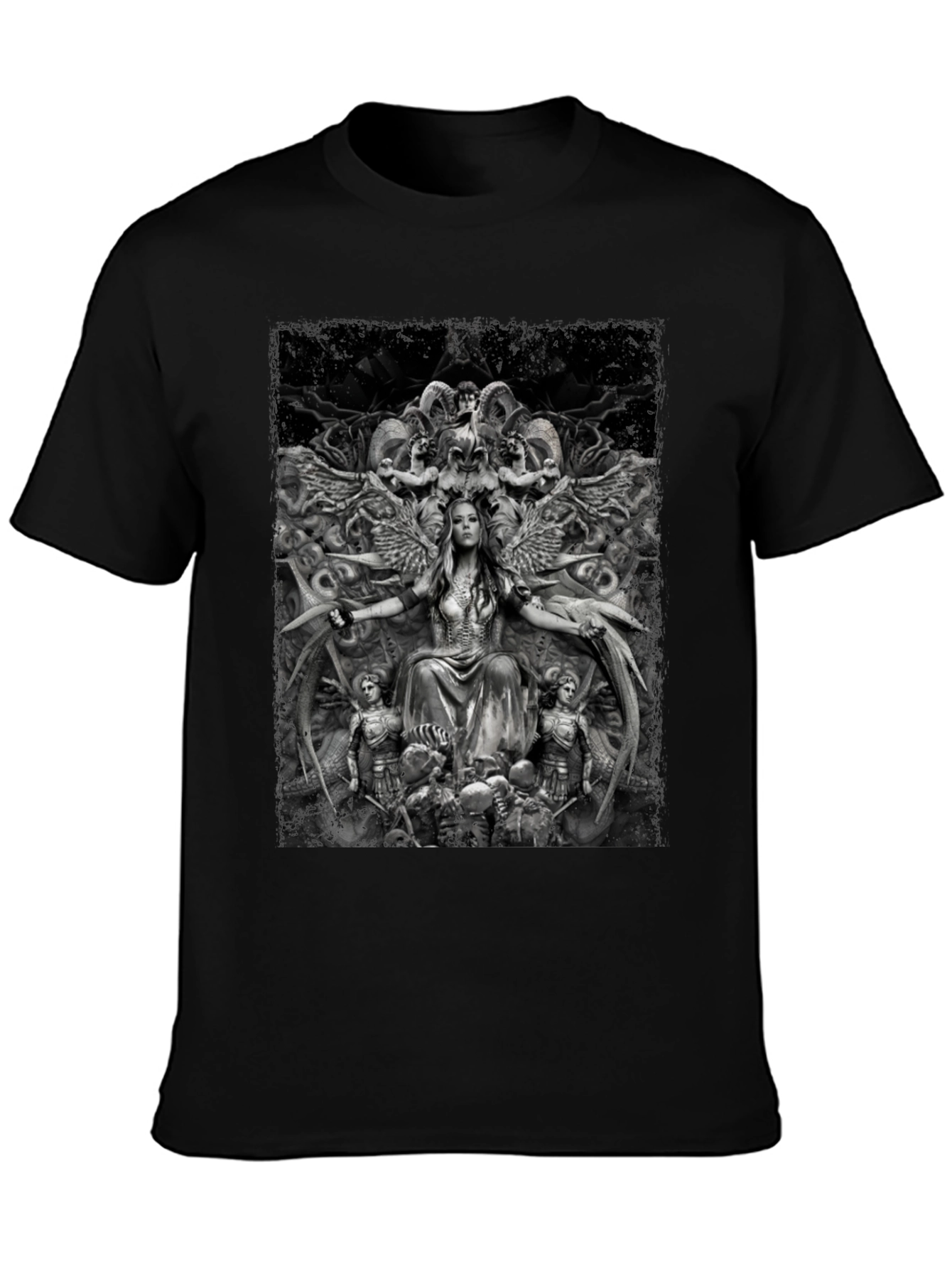 Fantasy Art Graphic Print Black T-Shirt