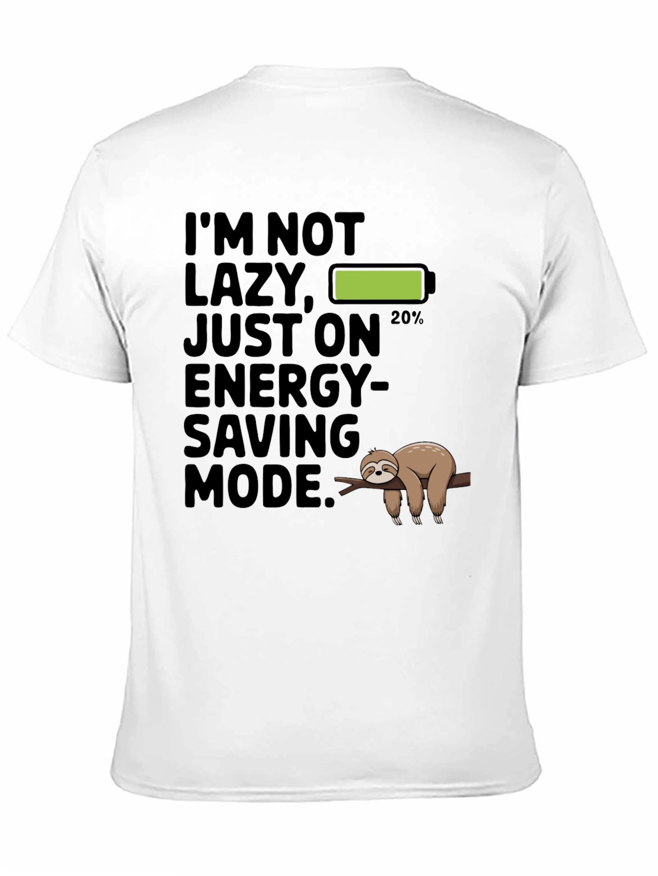 Funny Sloth Energy Saving Mode Graphic T-Shirt
