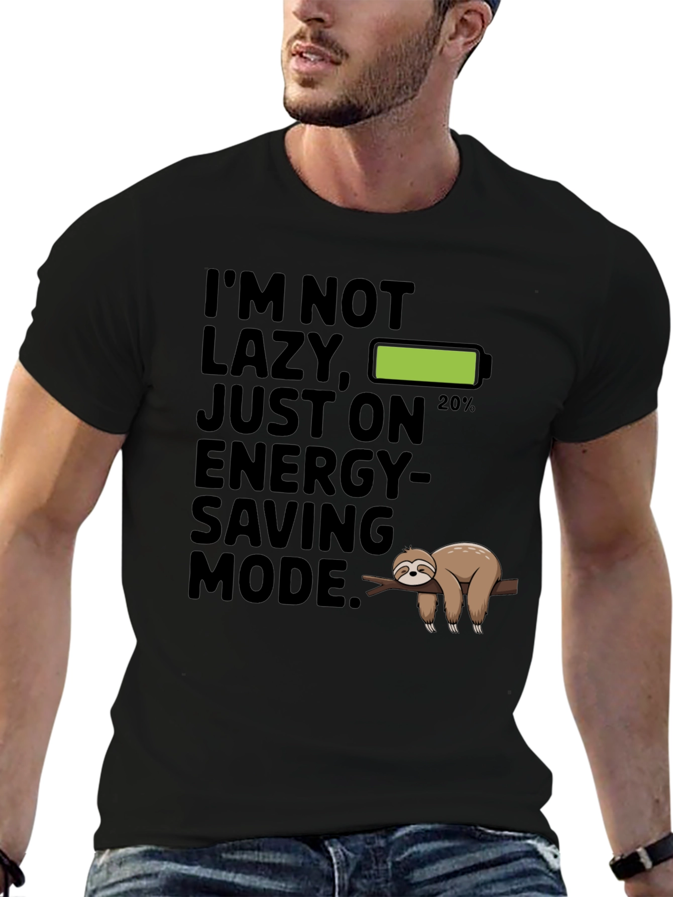 Funny Sloth Energy Saving Mode Graphic T-Shirt