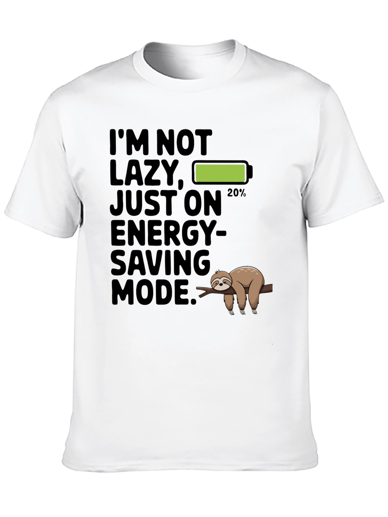 Funny Sloth Energy Saving Mode Graphic T-Shirt