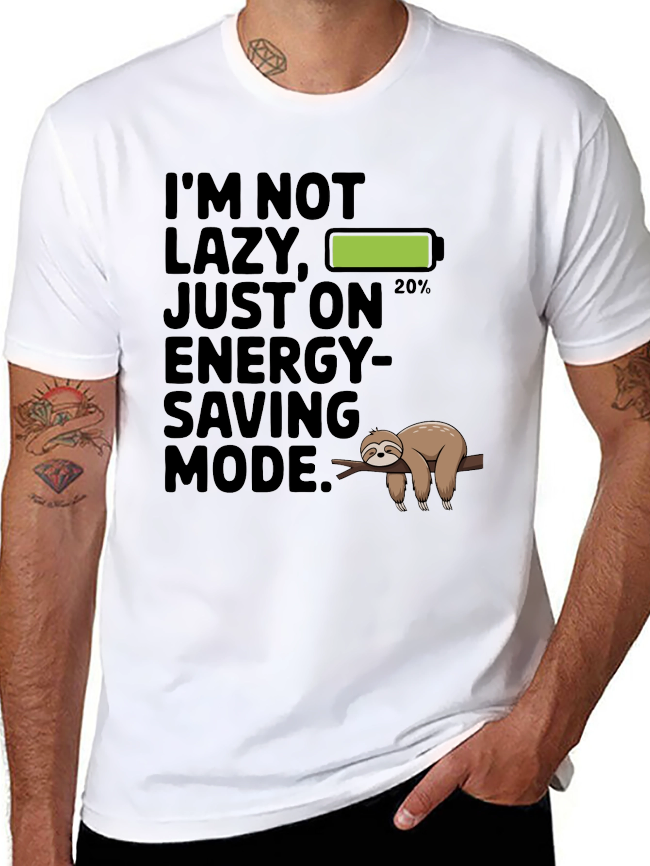 Funny Sloth Energy Saving Mode Graphic T-Shirt