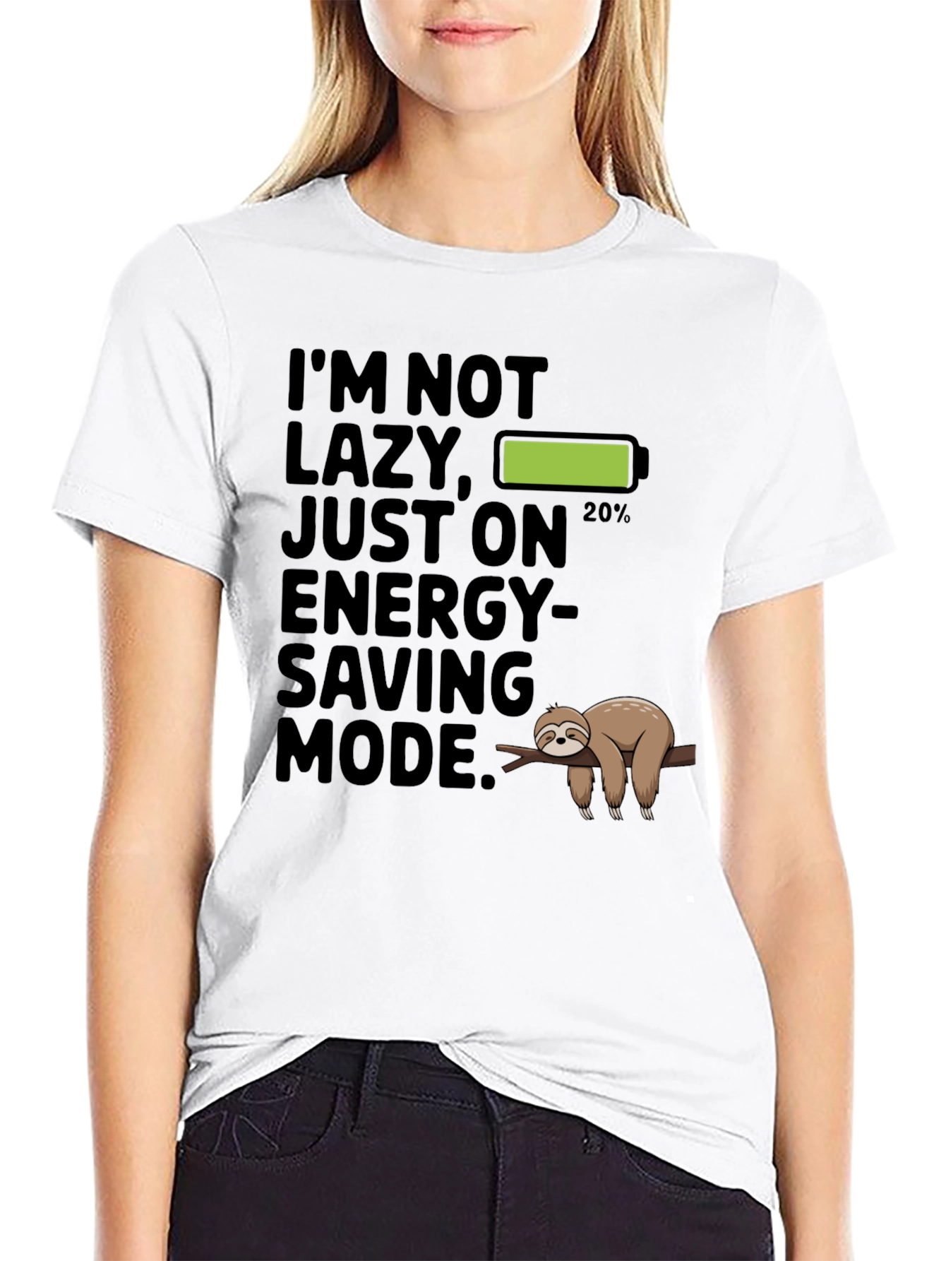 Funny Sloth Energy Saving Mode Graphic T-Shirt
