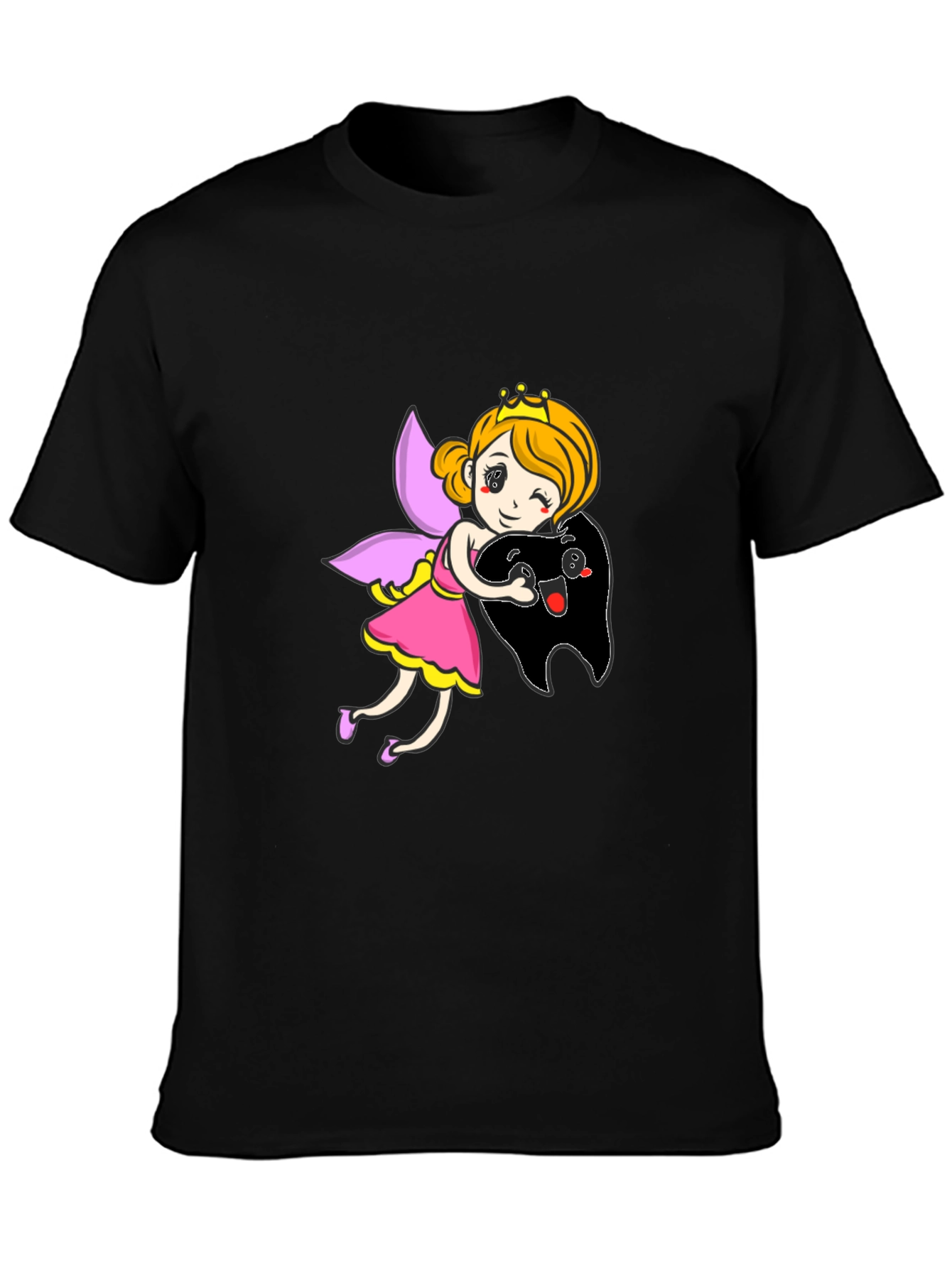 Tooth Fairy Hugging Tooth Graphic T-Shirt