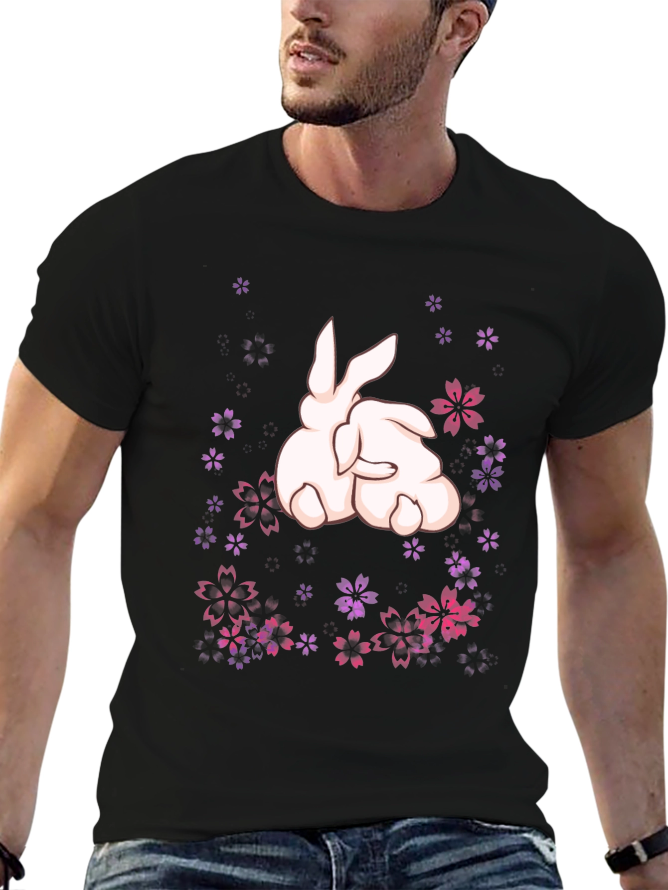 Bunny Blossom T-Shirt -  Cute Floral Rabbit Tee