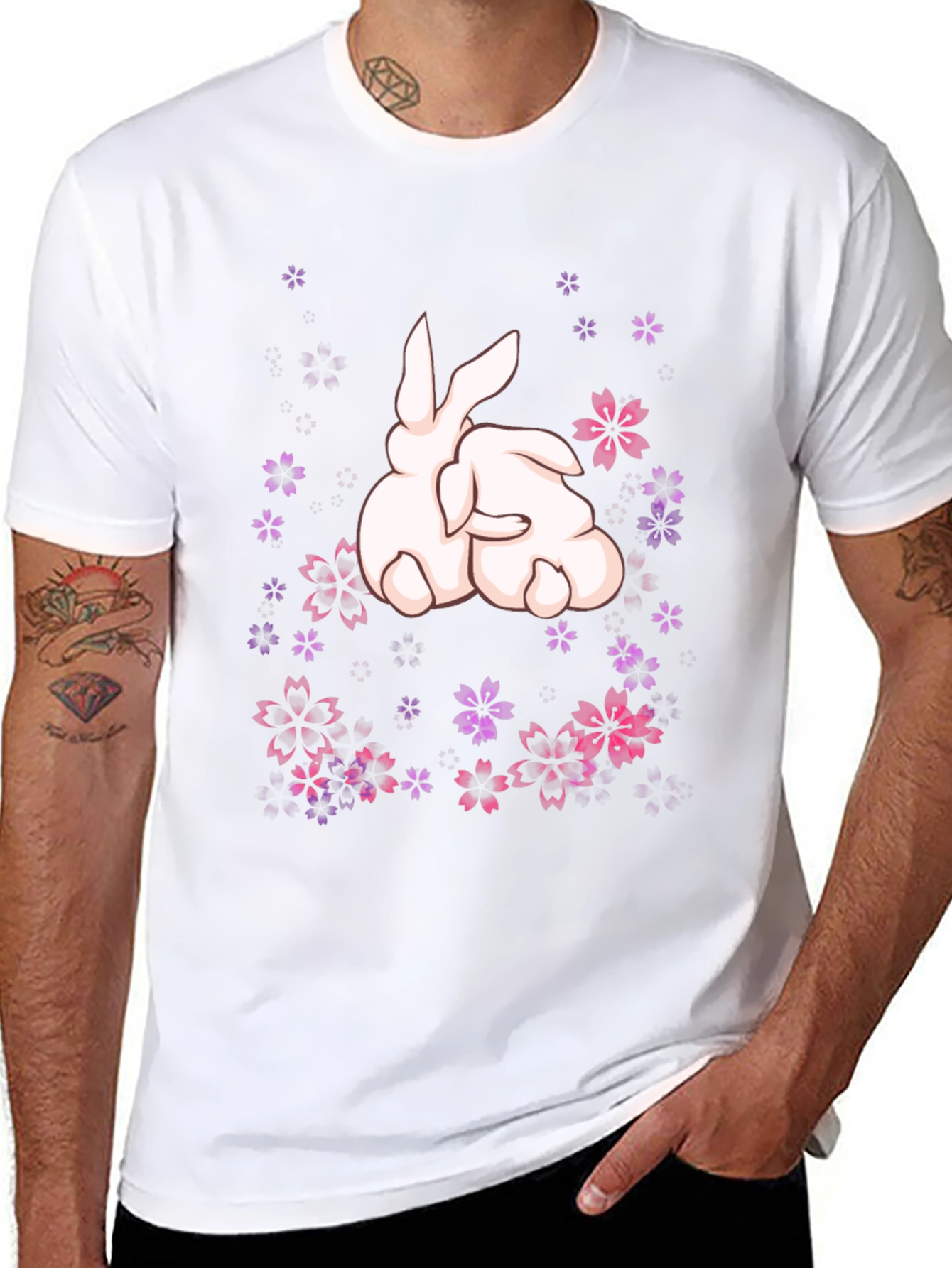 Bunny Blossom T-Shirt -  Cute Floral Rabbit Tee