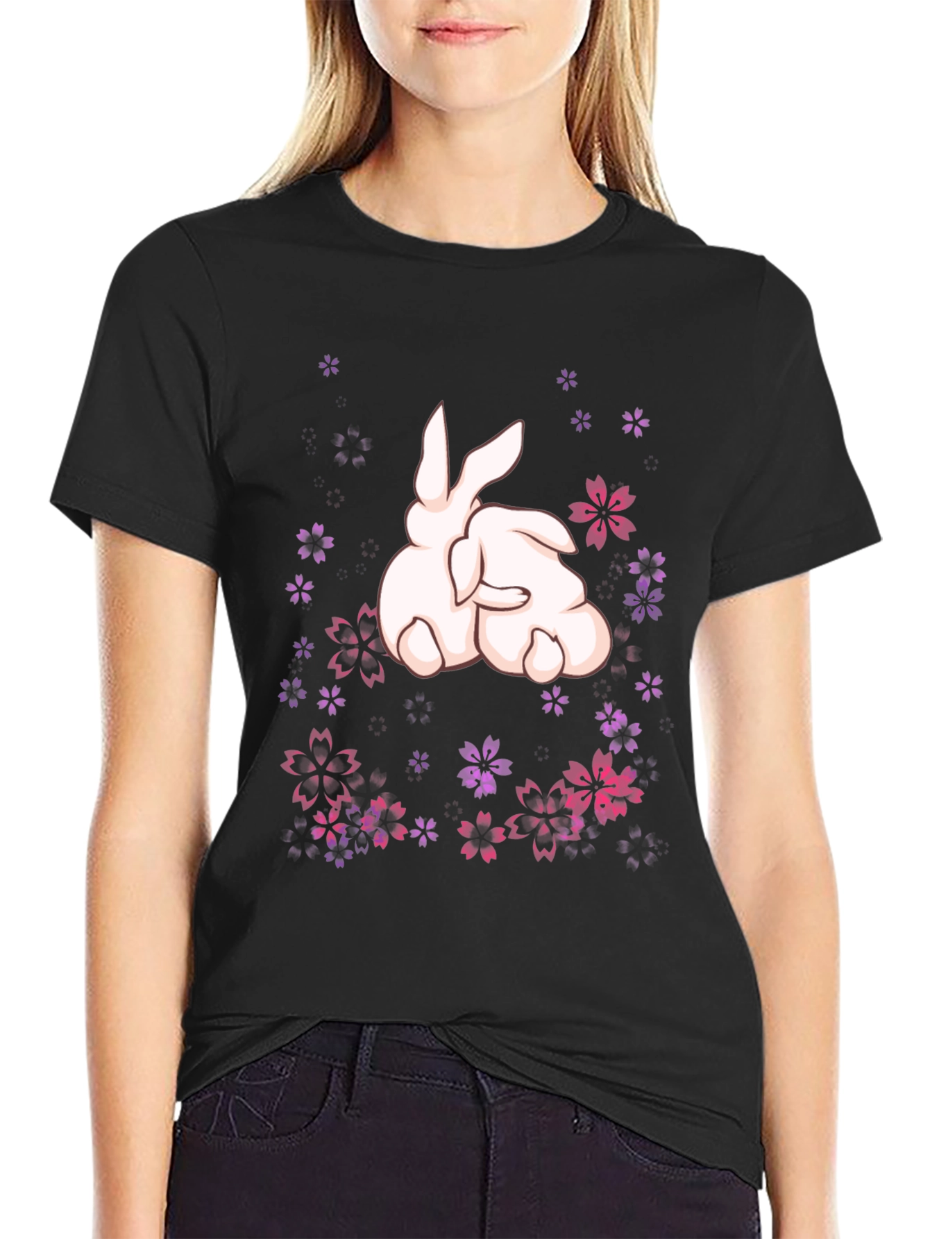 Bunny Blossom T-Shirt -  Cute Floral Rabbit Tee