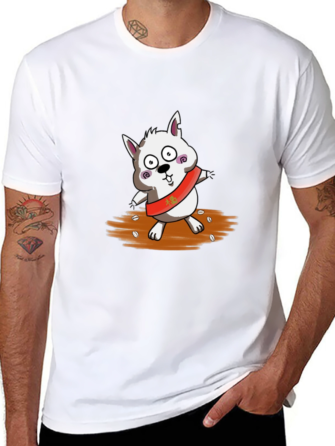 Cartoon Dog Graphic Black T-Shirt