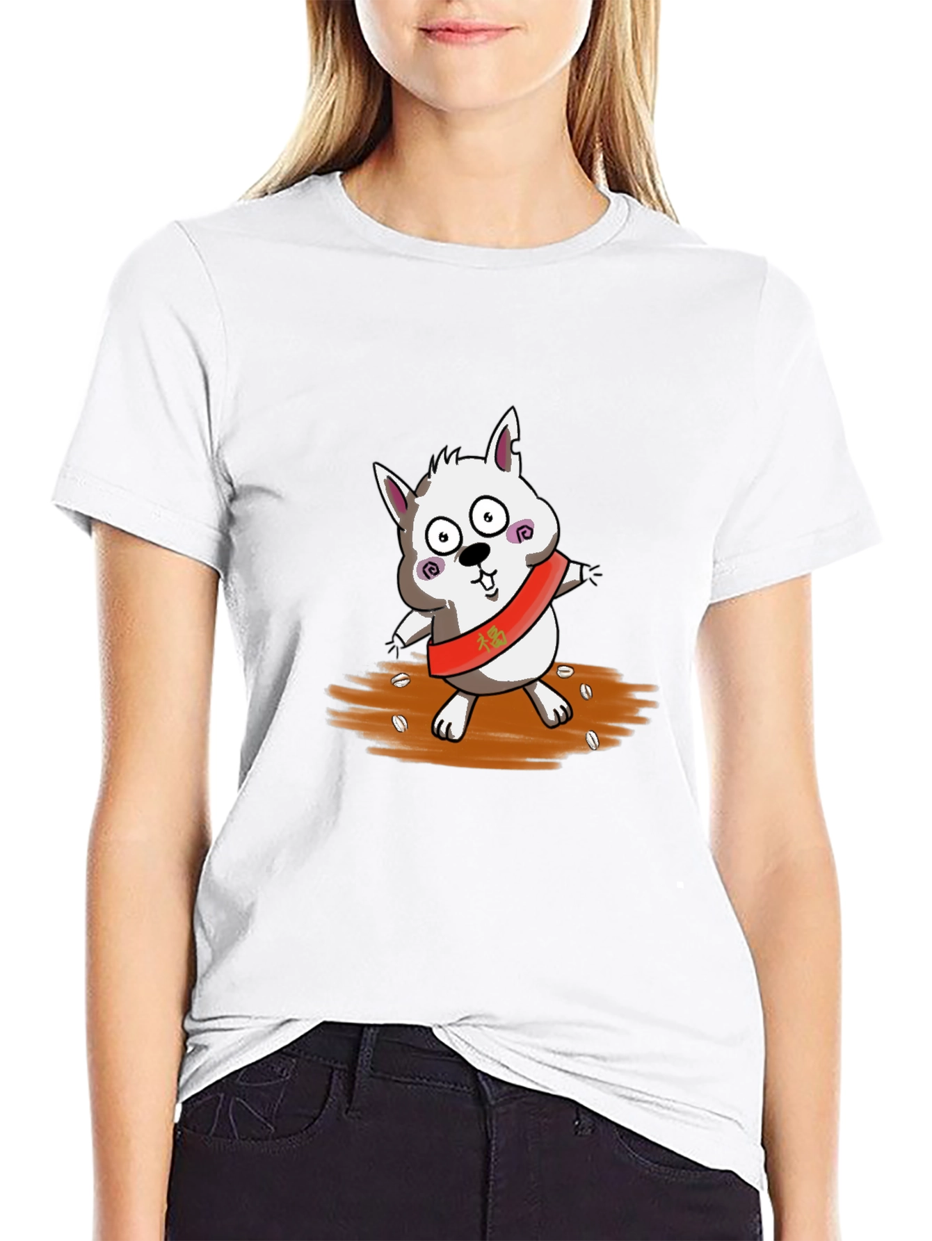 Cartoon Dog Graphic Black T-Shirt