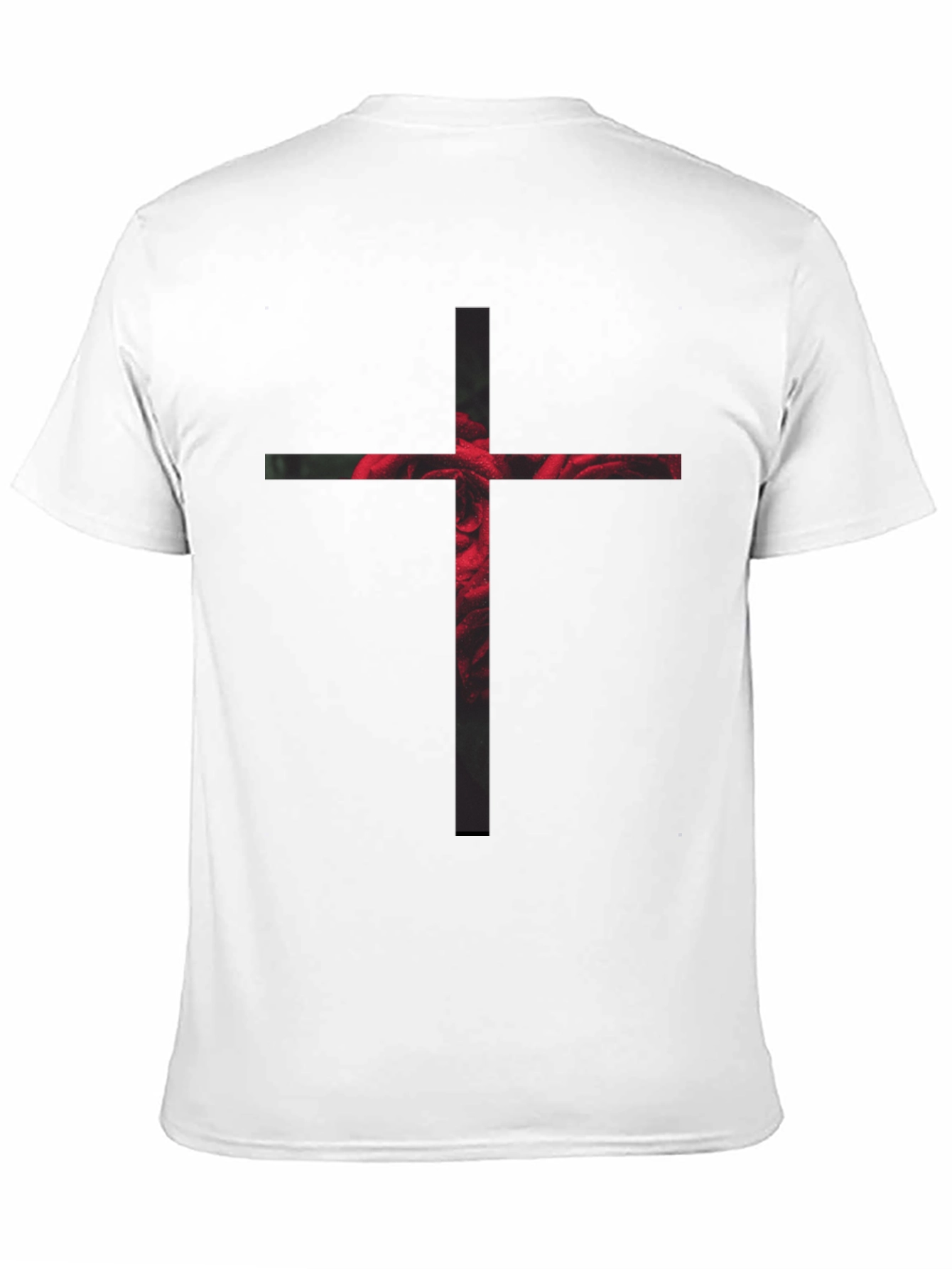 Rose Cross Graphic Black T-Shirt