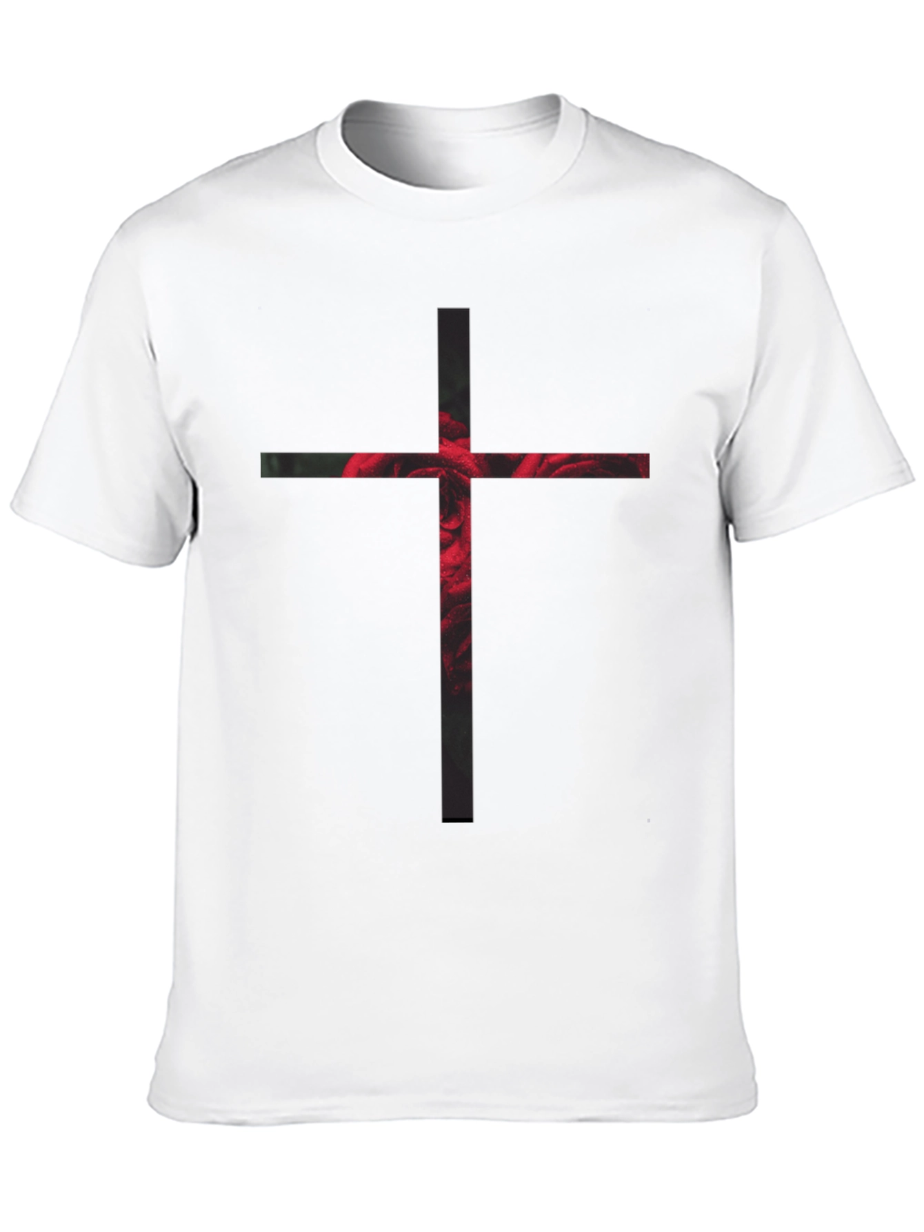 Rose Cross Graphic Black T-Shirt