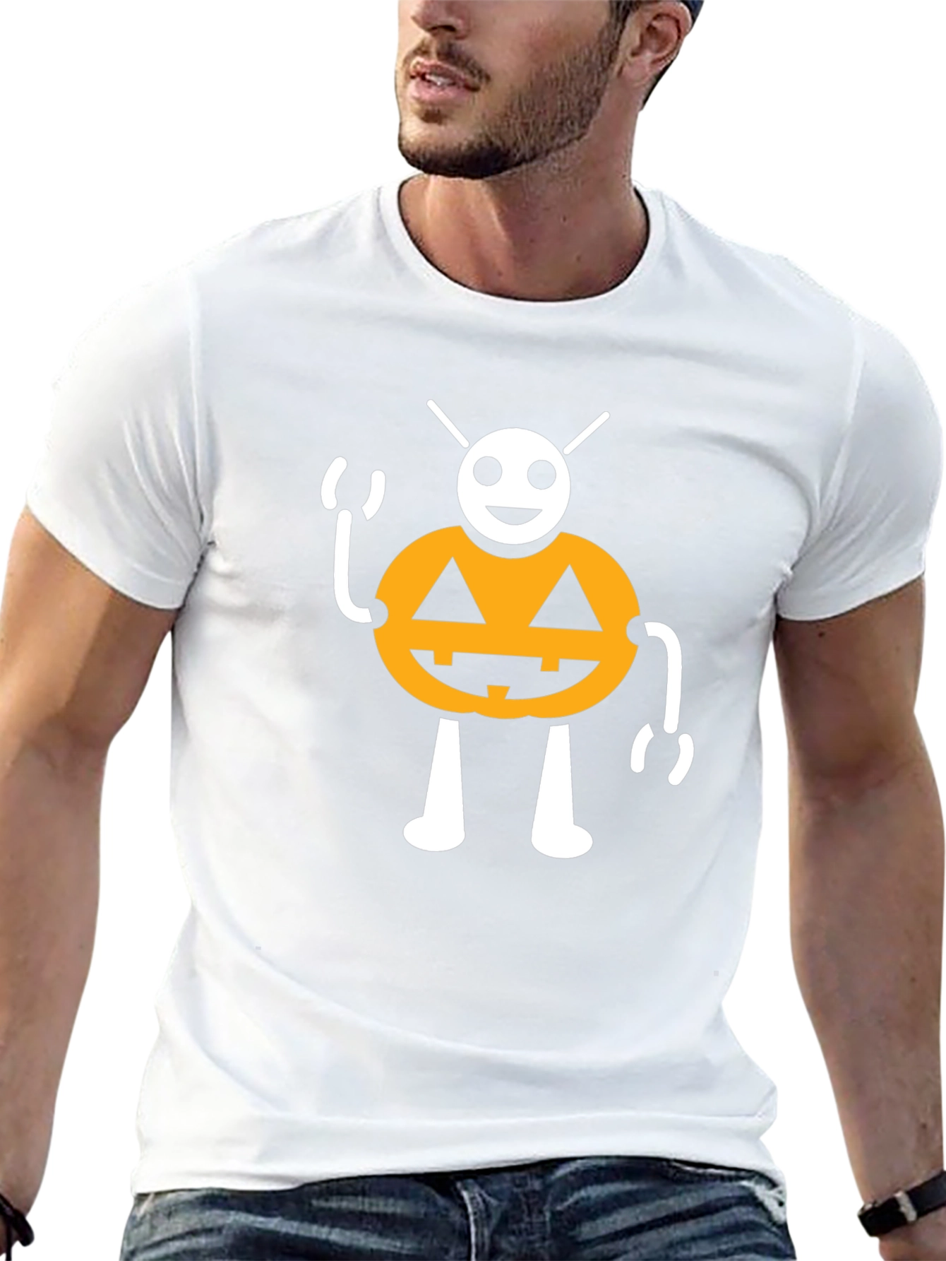 Halloween Pumpkin Character Black T-Shirt