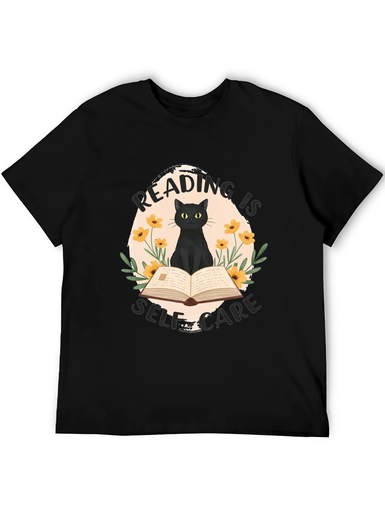 Reading is Self-Care Cat Graphic T-Shirt