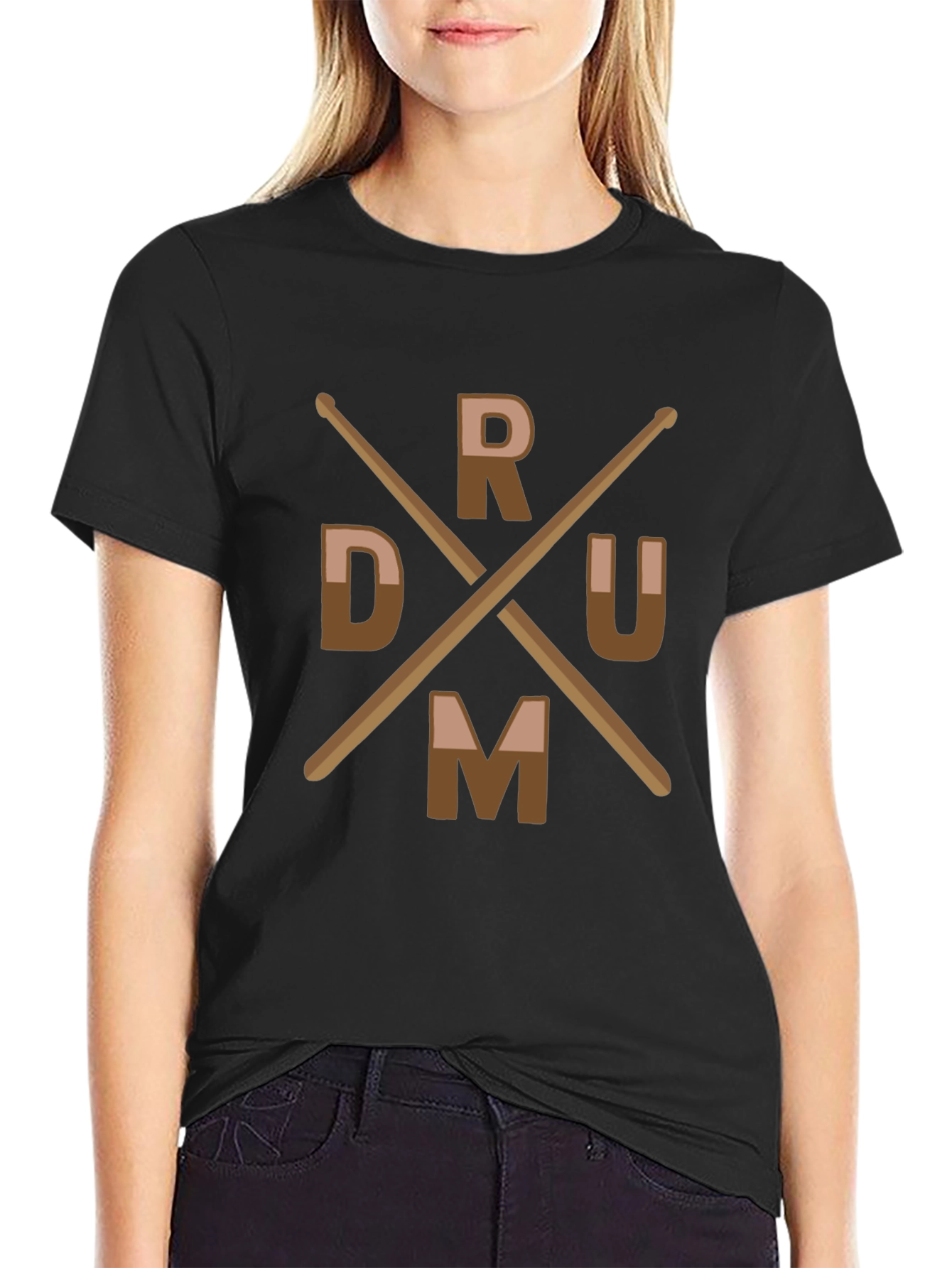 Drummer T-Shirt with Drum Sticks Design
