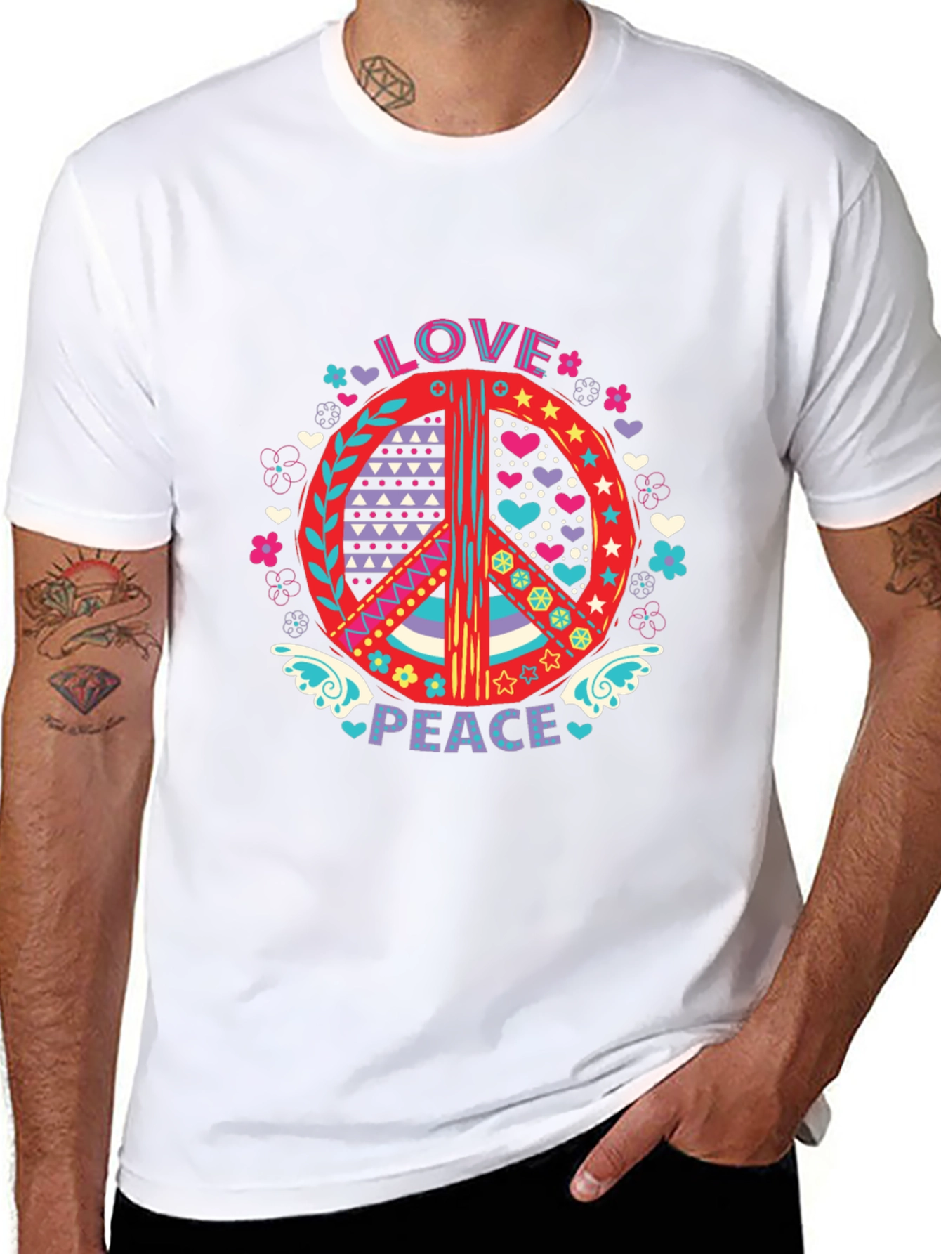 Love and Peace Graphic Tee - Groovy Style