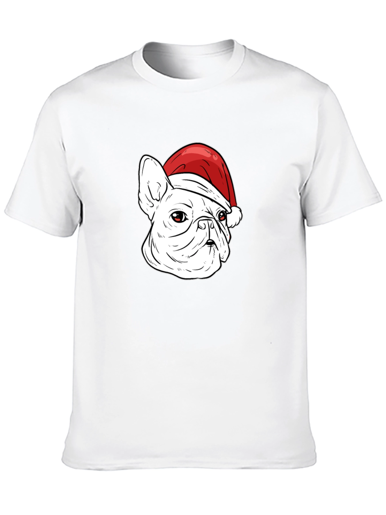 Bulldog Santa Hat Graphic Tee - Mens Black T-Shirt