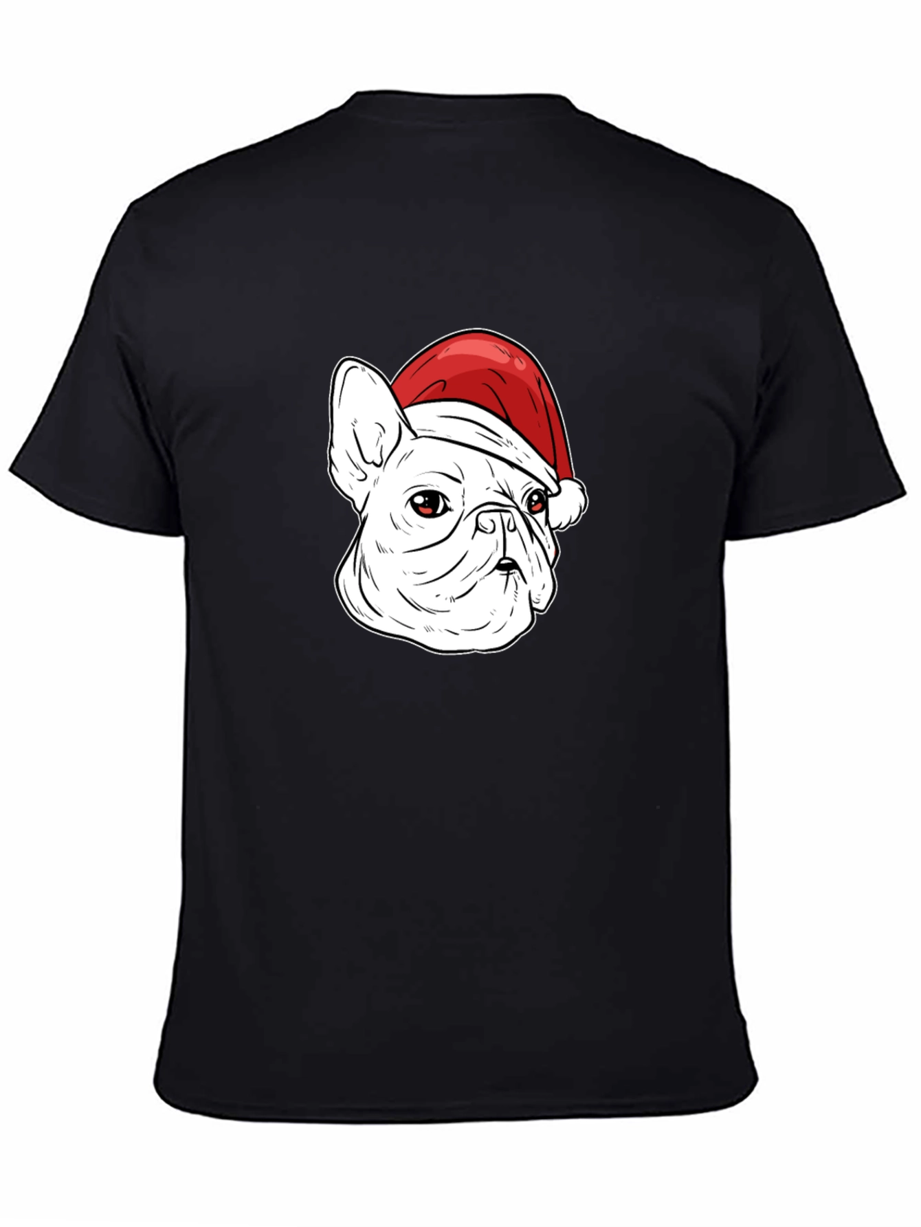 Bulldog Santa Hat Graphic Tee - Mens Black T-Shirt