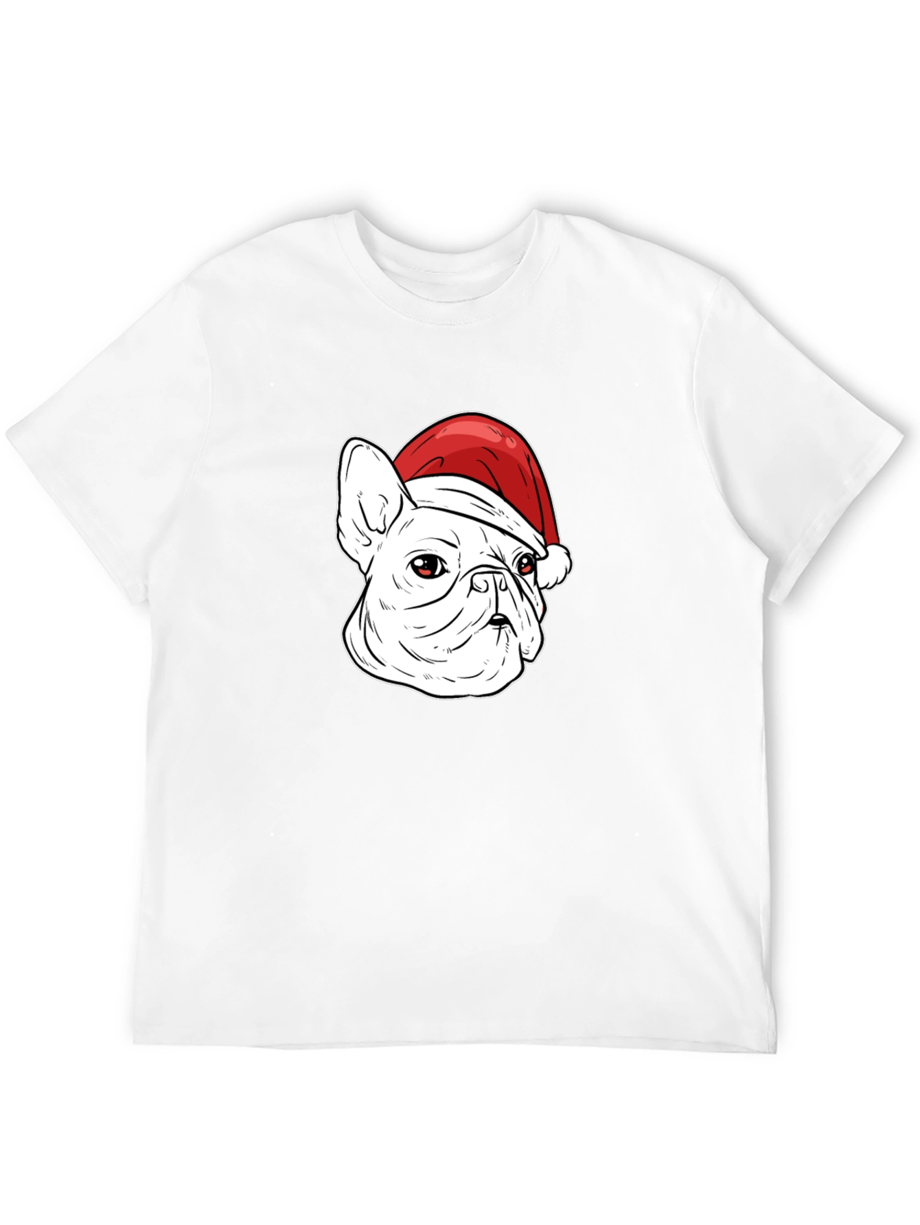 Bulldog Santa Hat Graphic Tee - Mens Black T-Shirt