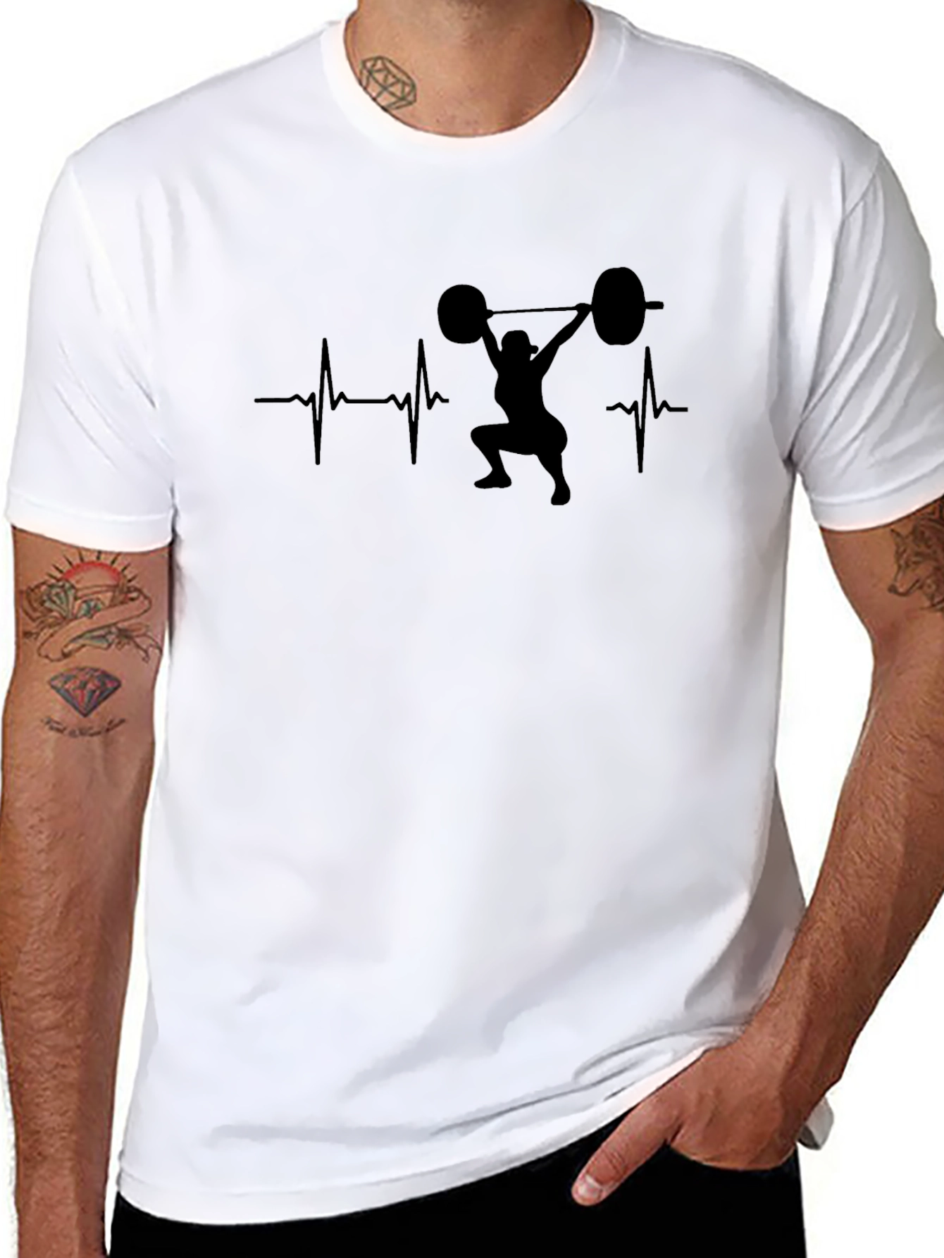 Weightlifting Heartbeat T-Shirt - Black