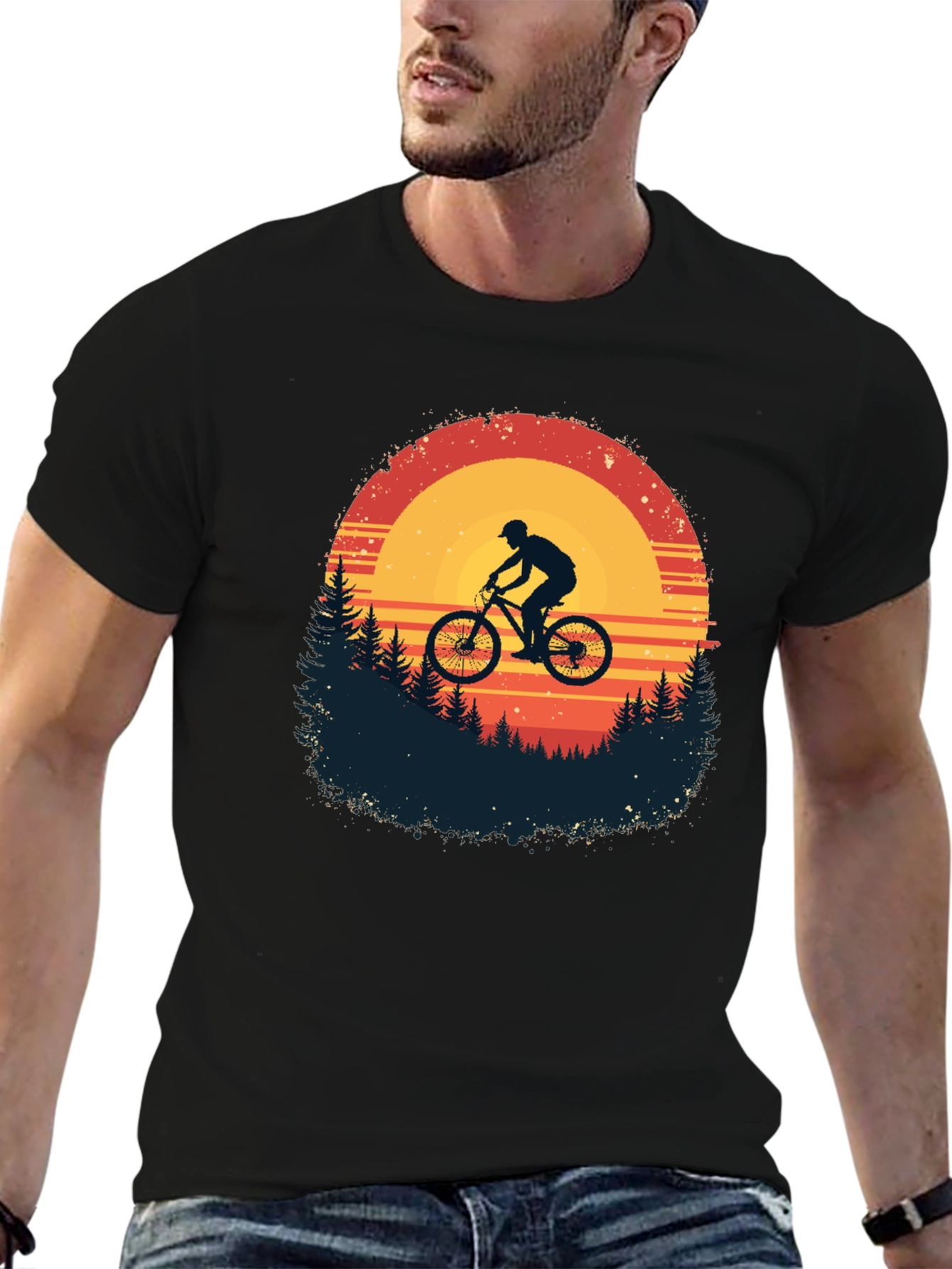 Mountain Biker Sunset Graphic Tee