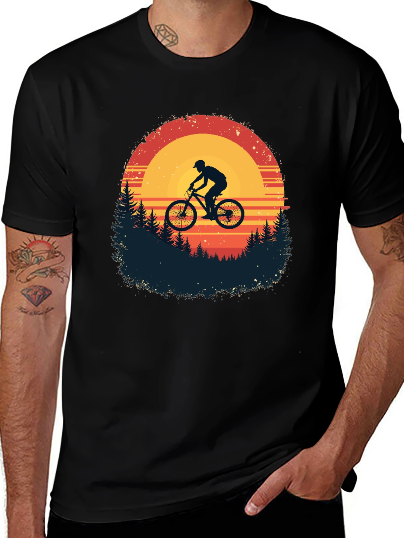 Mountain Biker Sunset Graphic Tee