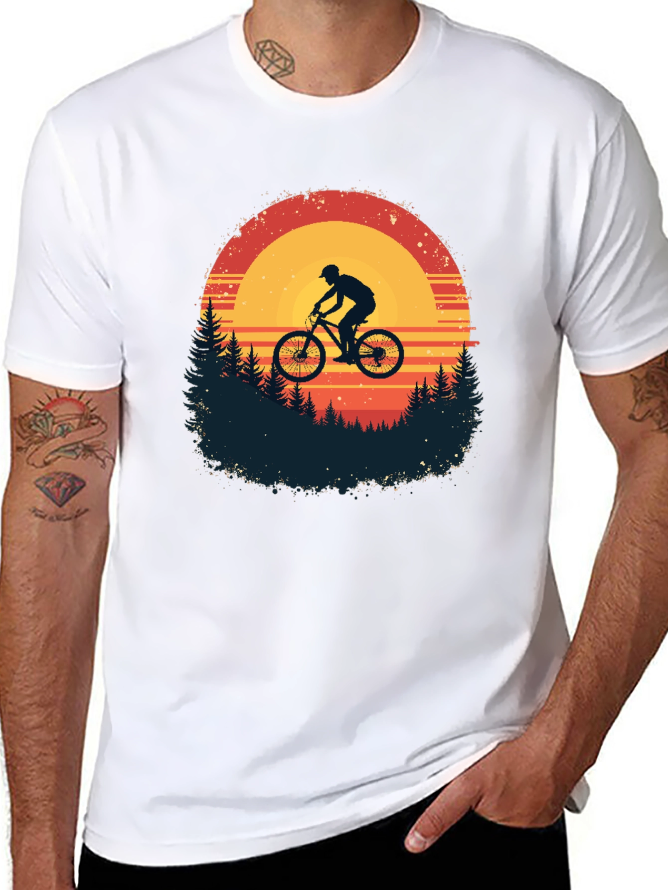 Mountain Biker Sunset Graphic Tee