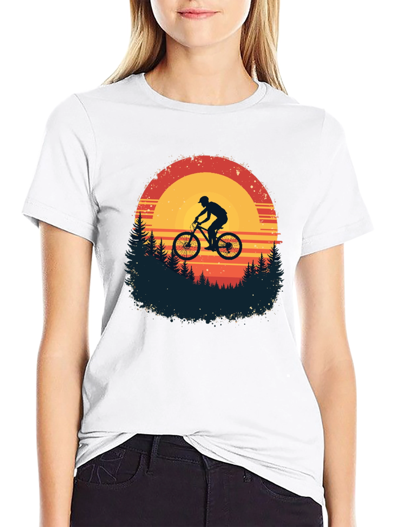 Mountain Biker Sunset Graphic Tee