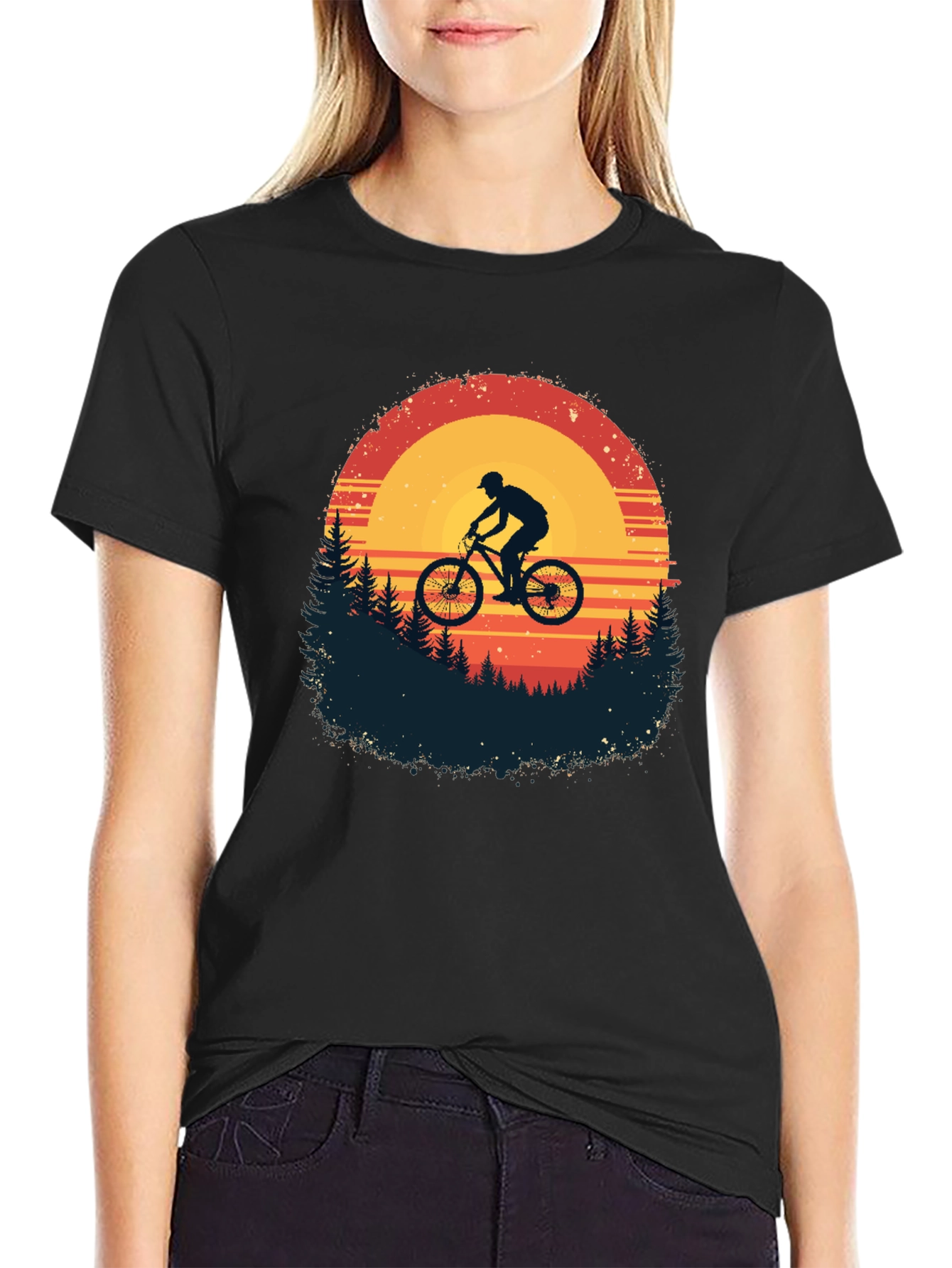Mountain Biker Sunset Graphic Tee