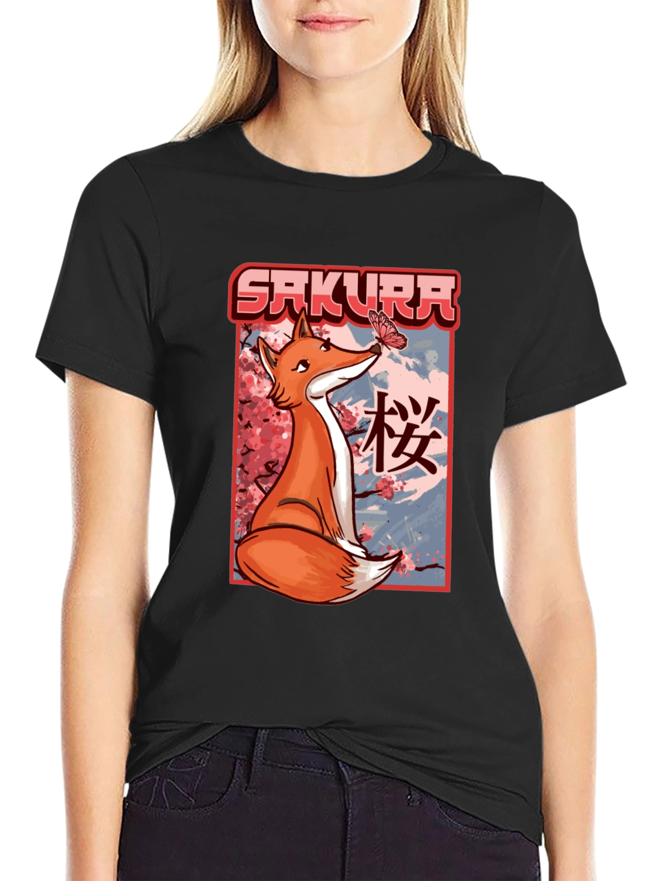 Sakura Fox T-Shirt - Anime Style Graphic Tee