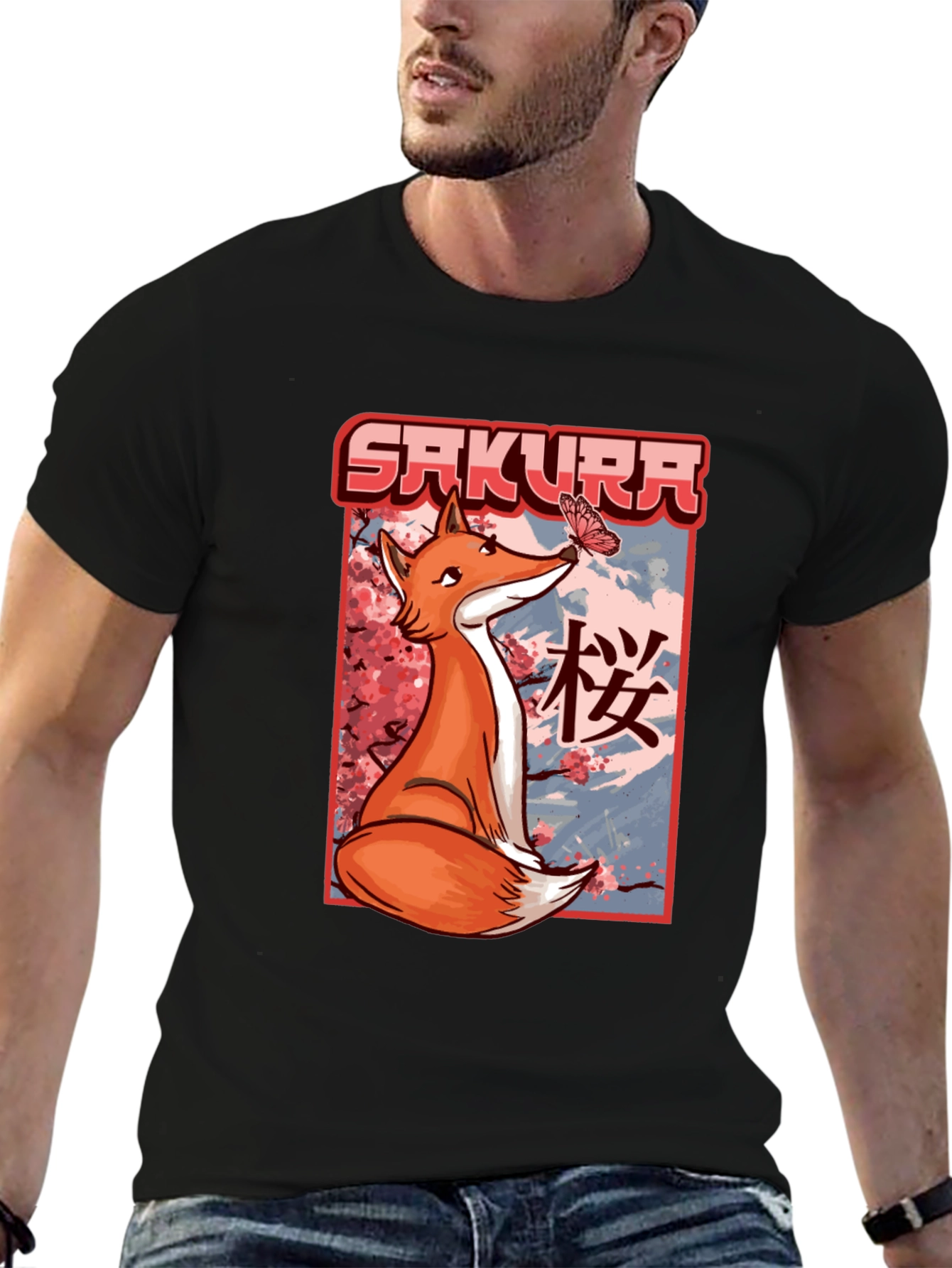 Sakura Fox T-Shirt - Anime Style Graphic Tee