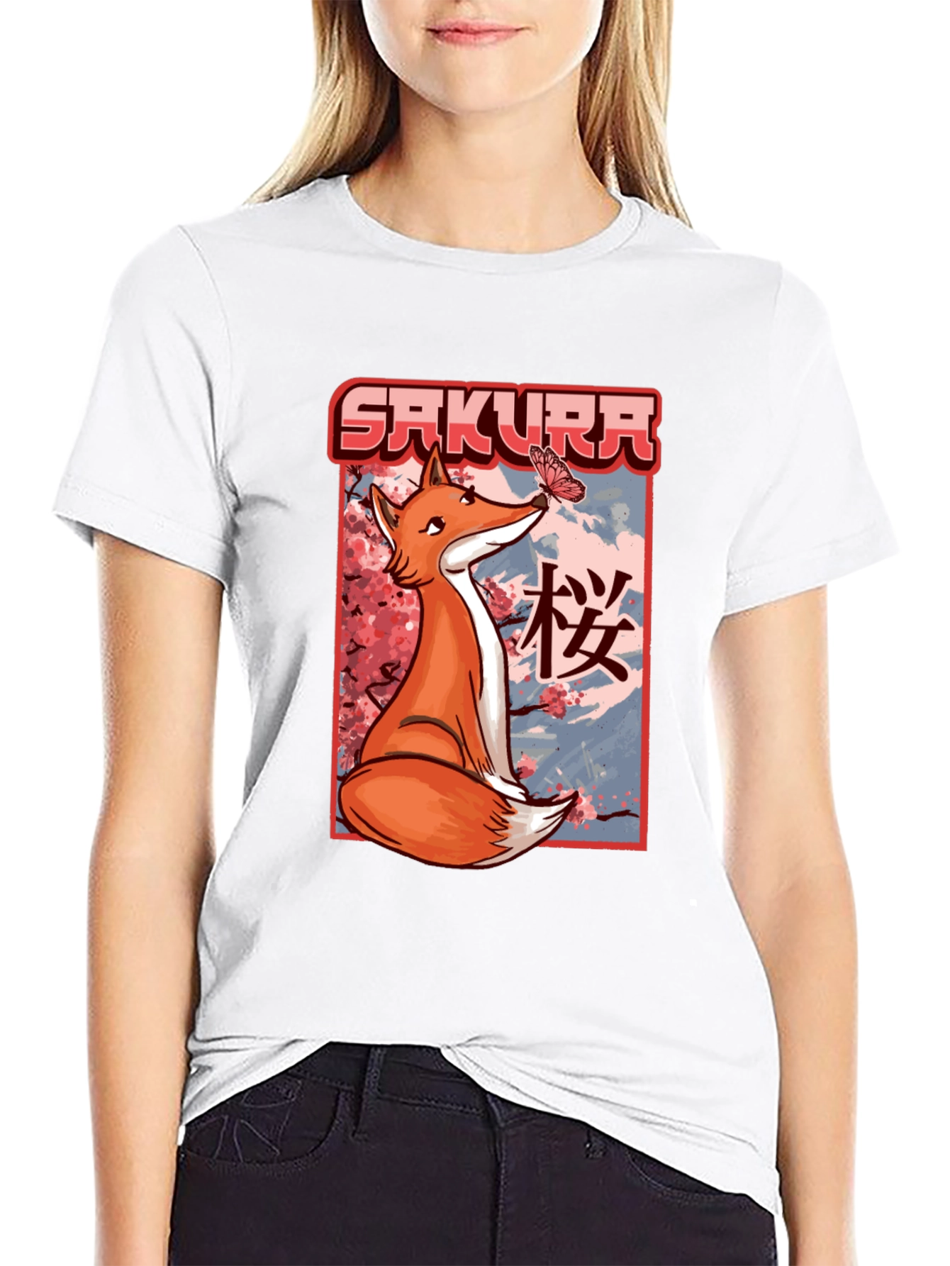 Sakura Fox T-Shirt - Anime Style Graphic Tee